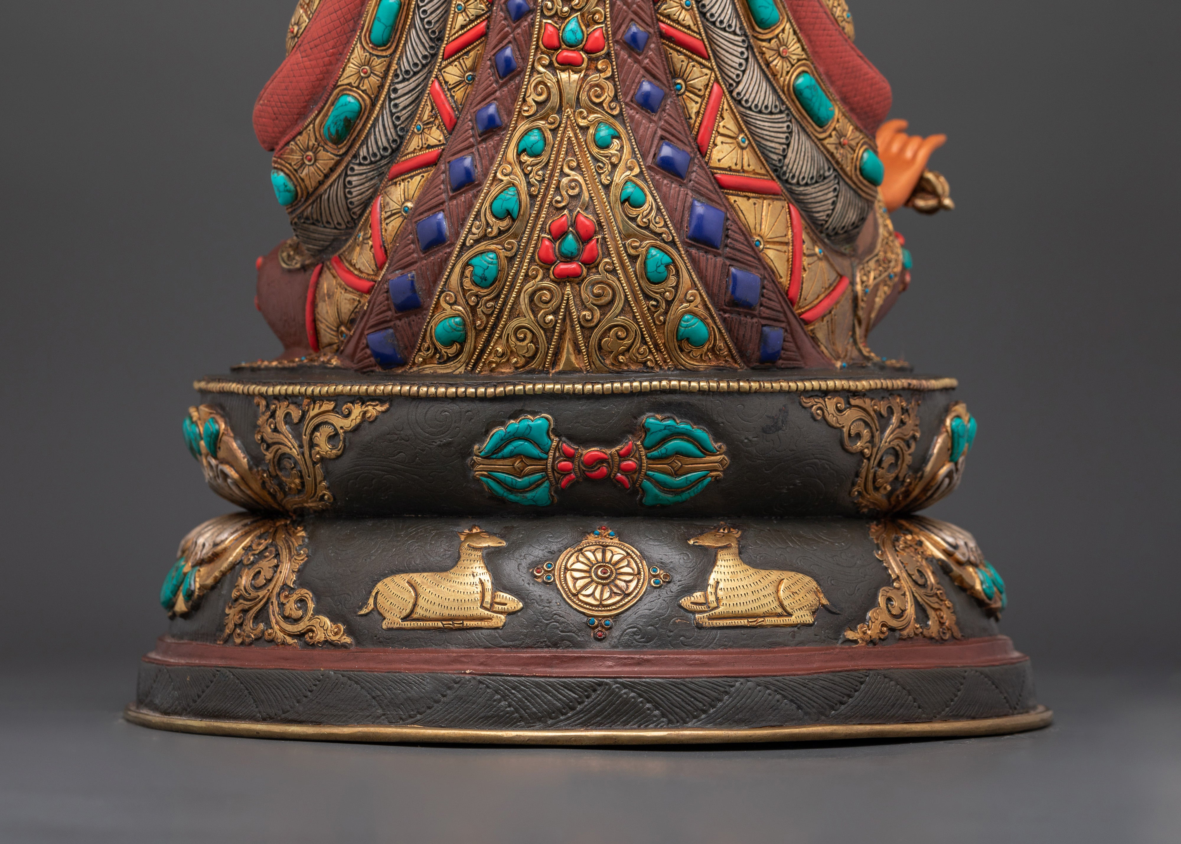Tibetan Lama Guru Rinpoche Statue | 24K Gold Gilded Buddhist Art