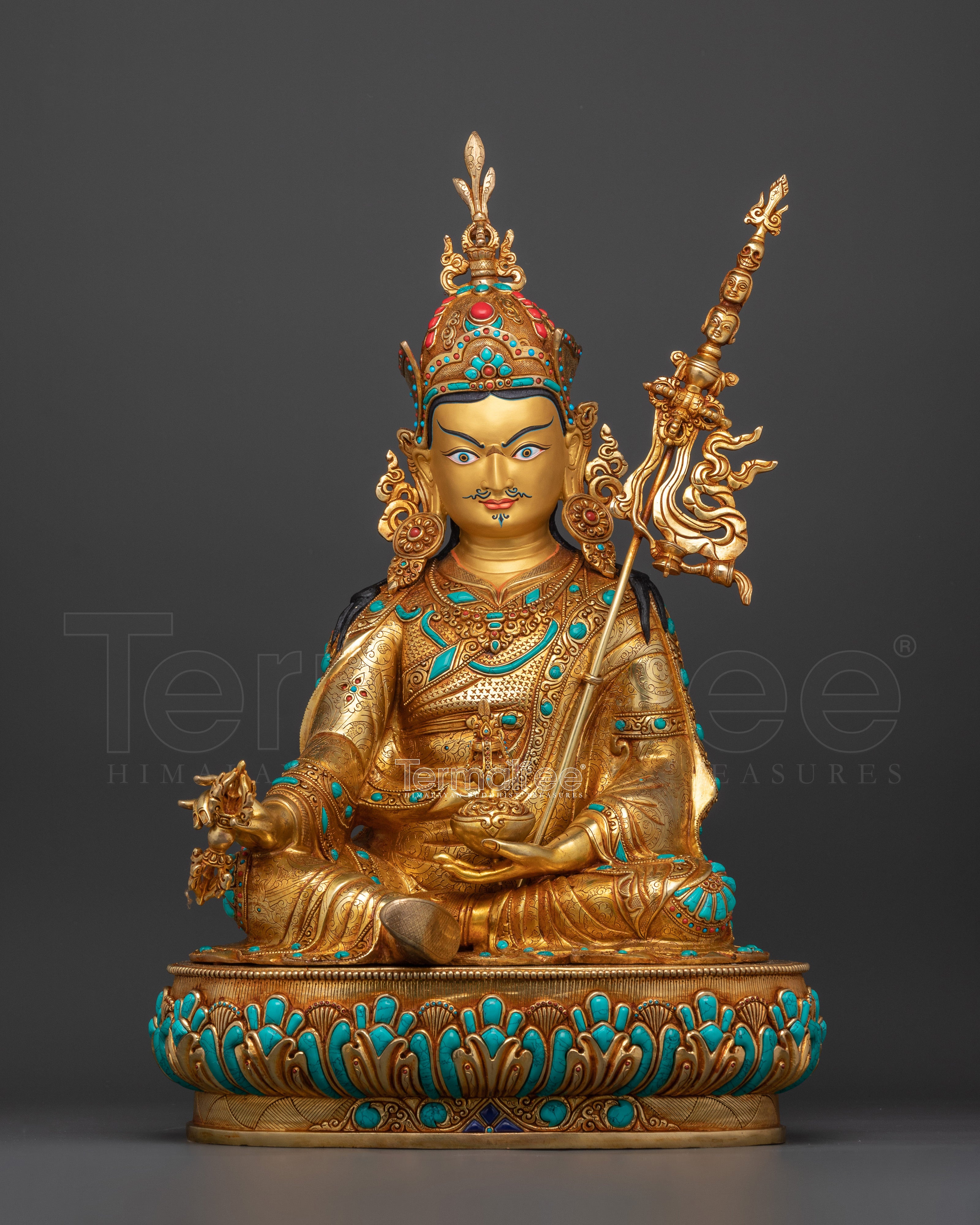 Guru Rinpoche Lotus-Born Figurine | 24K Gold Gilded Sacred Art