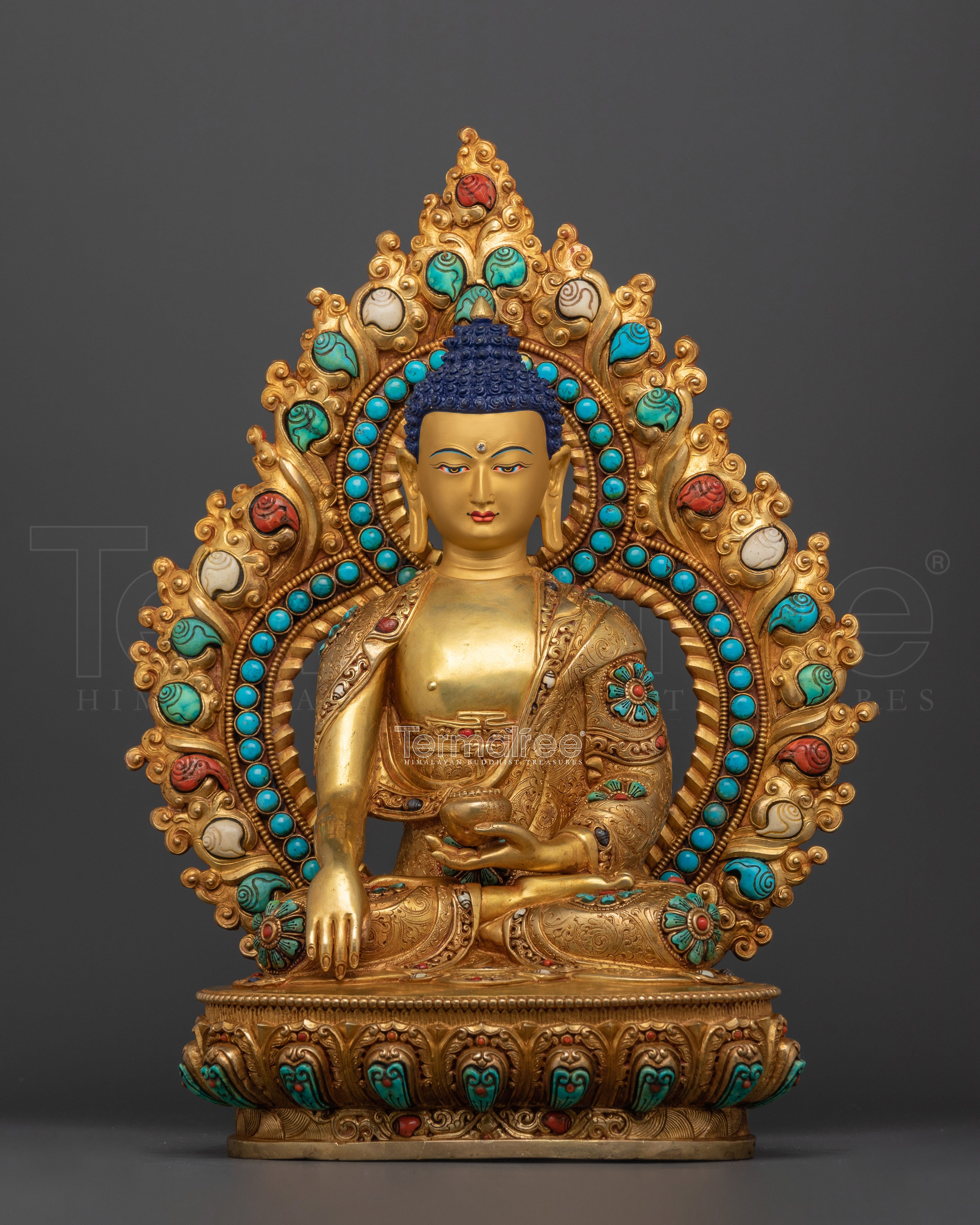 Buddha Siddhartha Gautama Shakyamuni Sculpture | 24K Gold Gilded Tibetan Art