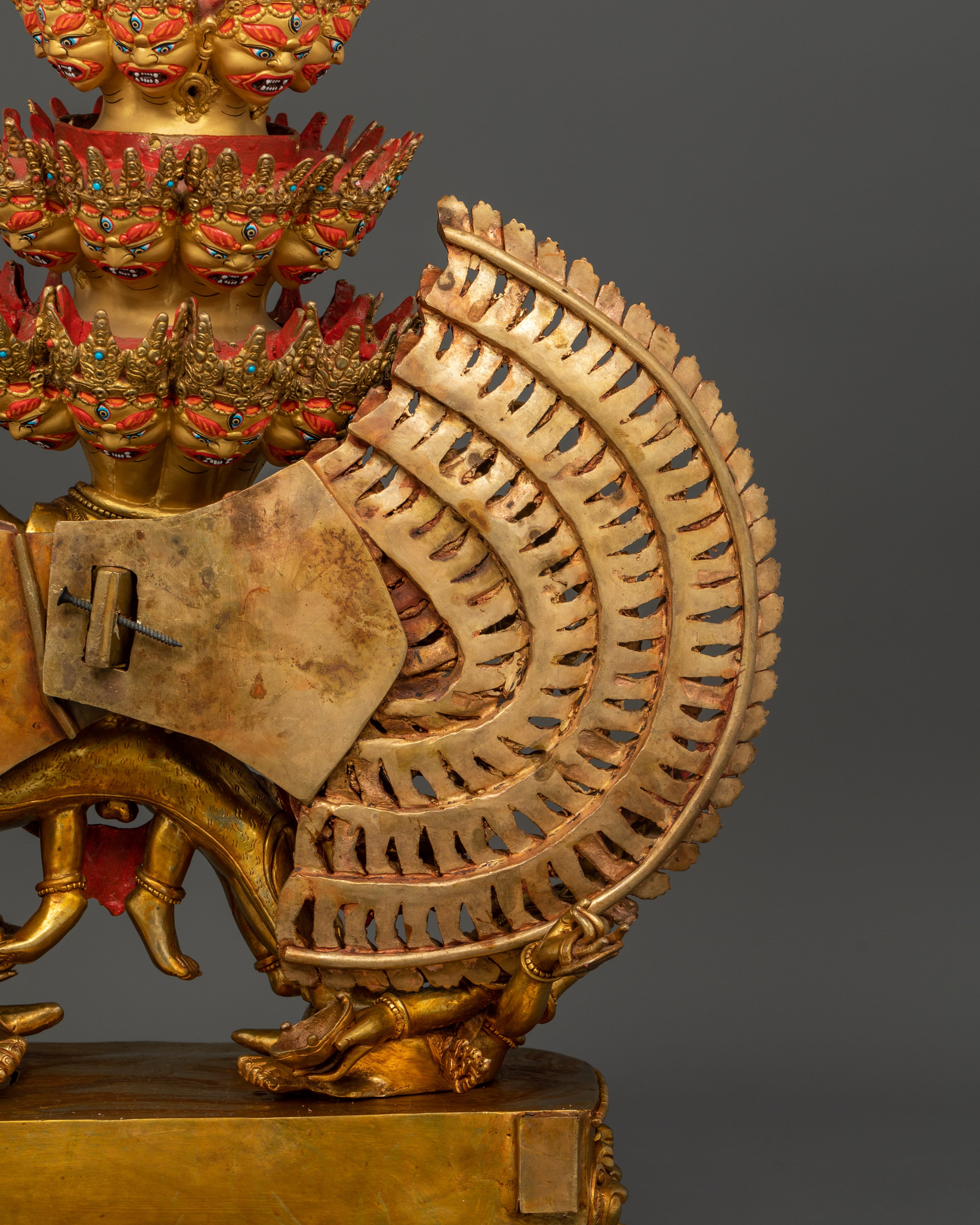 Spiritual Vishvarupa Statue | 24K Gold Gilded Copper Sculpture