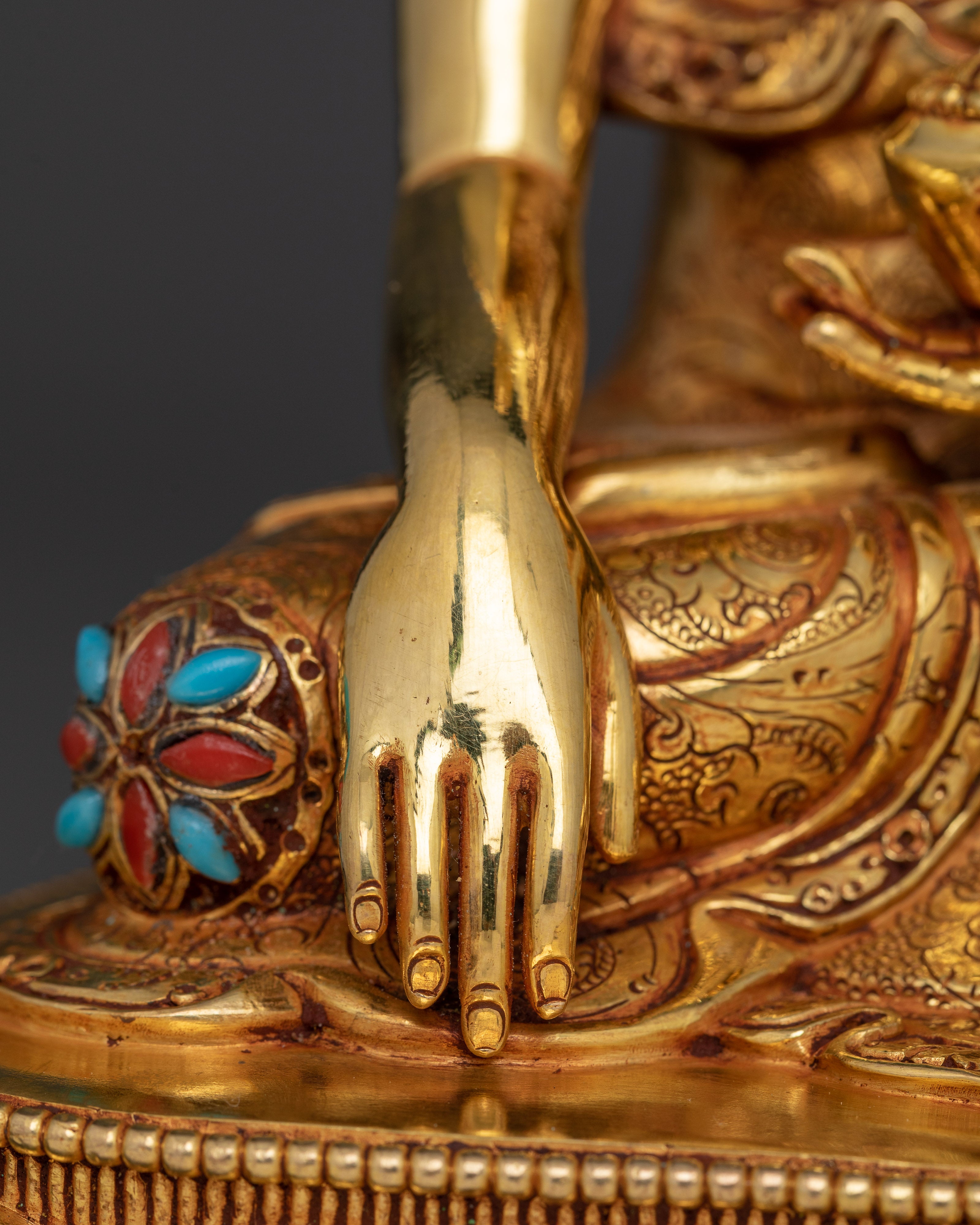 Historical Shakyamuni Buddha Figurine | 24K Gold Gilded Sculpture