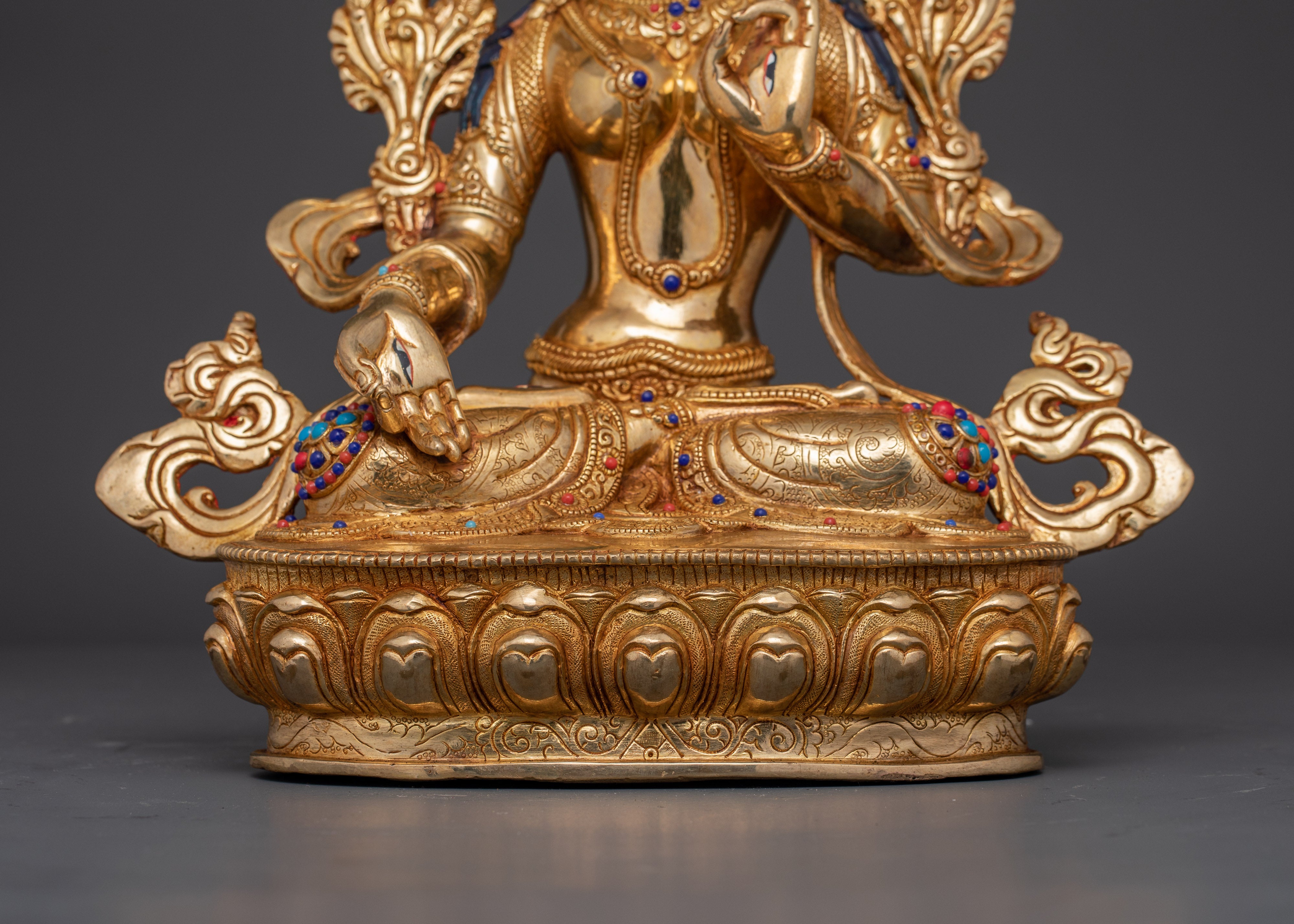 Longevity Deity White Tara Statue | 24K Gold Gilded Sculpture