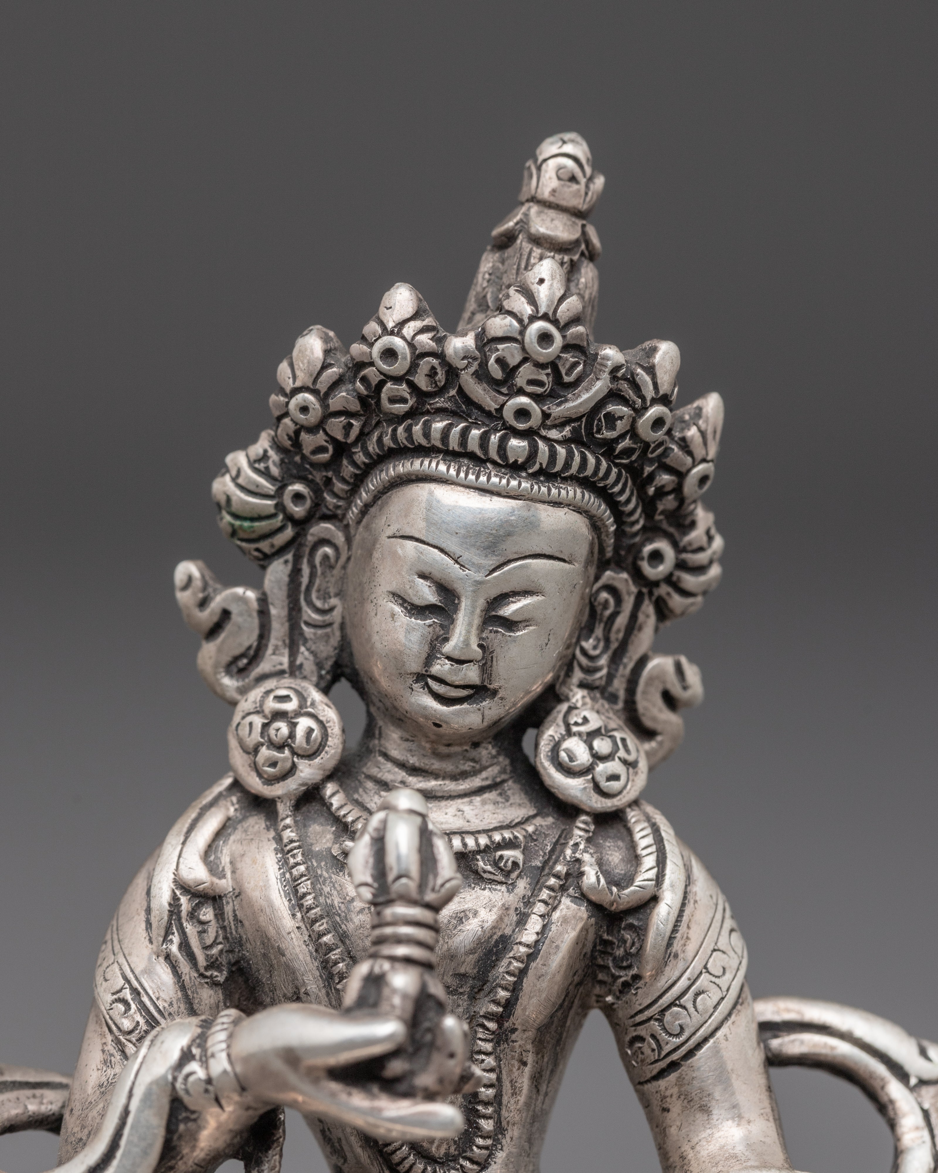 Silver Statue of Vajrasattva | Meditation Altar Piece