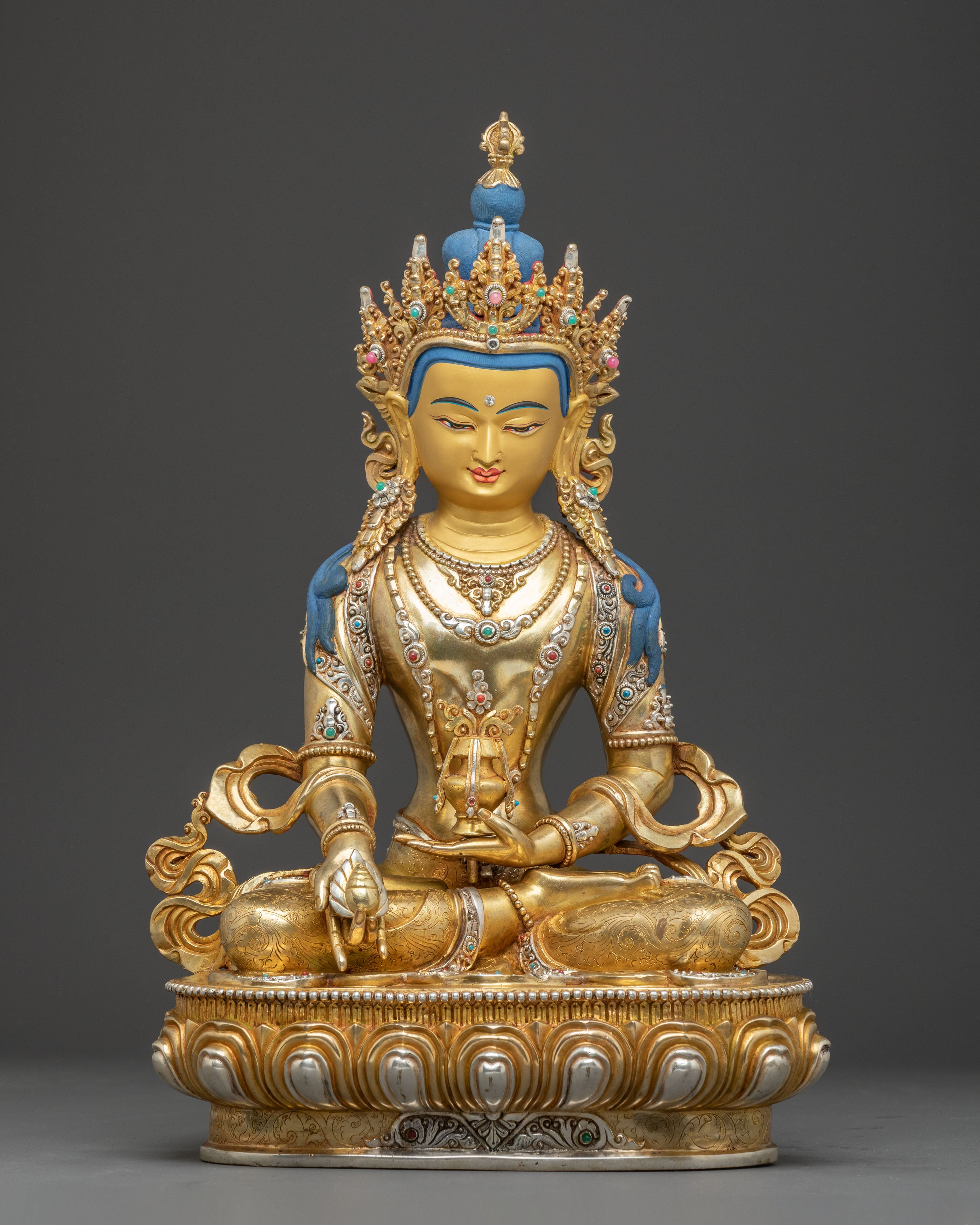 Golden Kshitigarbha Statue: Divine Bodhisattva Deity