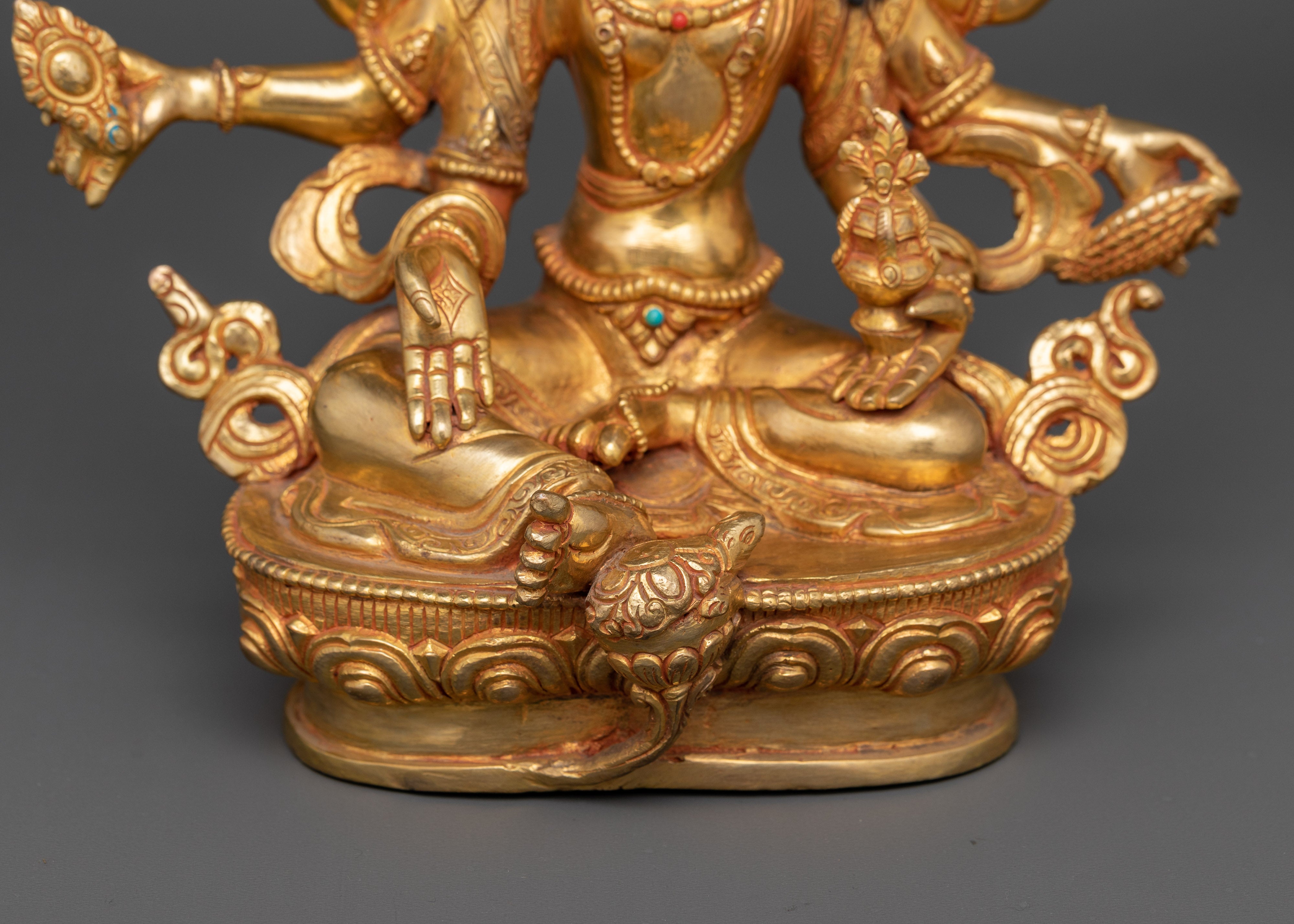 24K Gold Gilded Goddess of Wealth | Vasudhara Statue