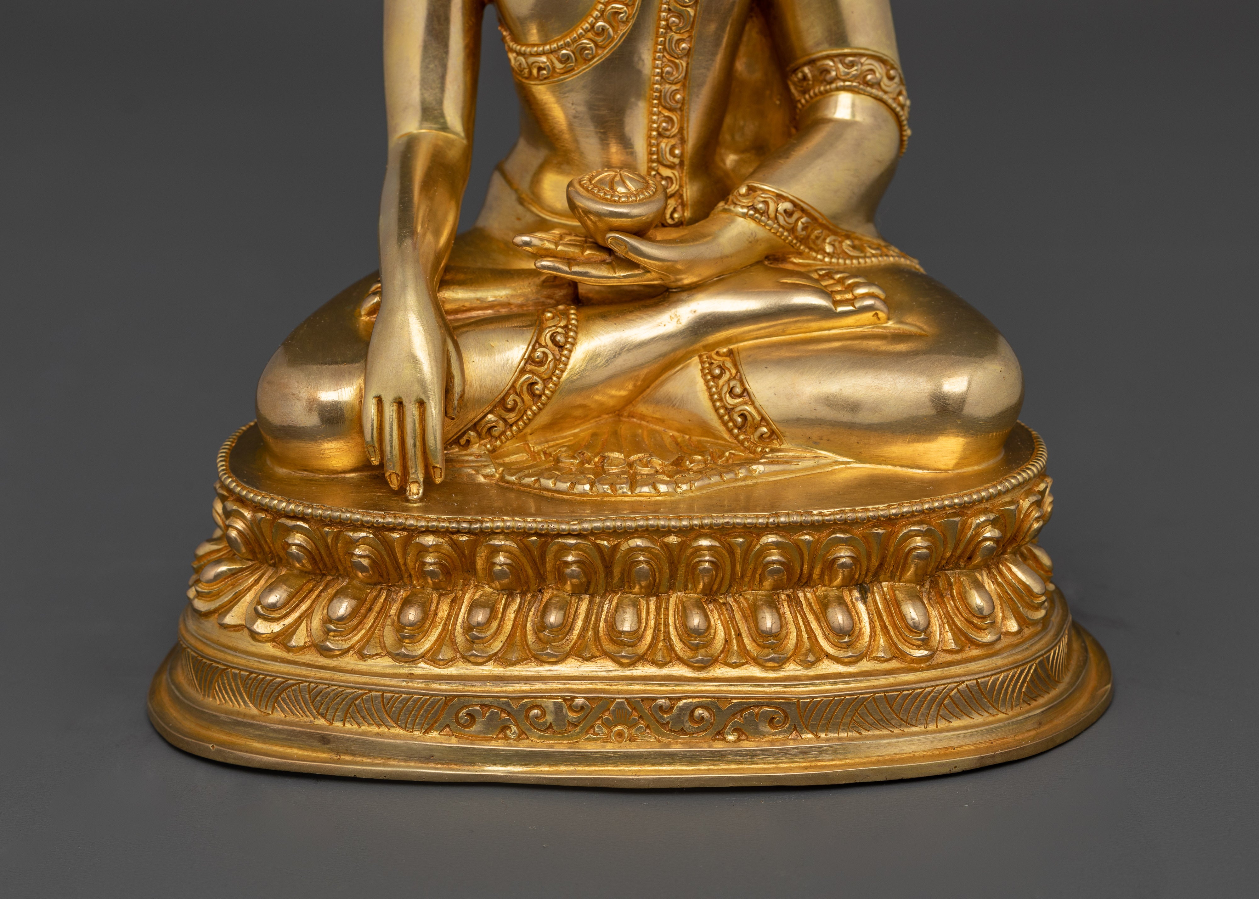 Shakyamuni Buddha Figurine | The Awakened One in 24K Gold Gilded Art