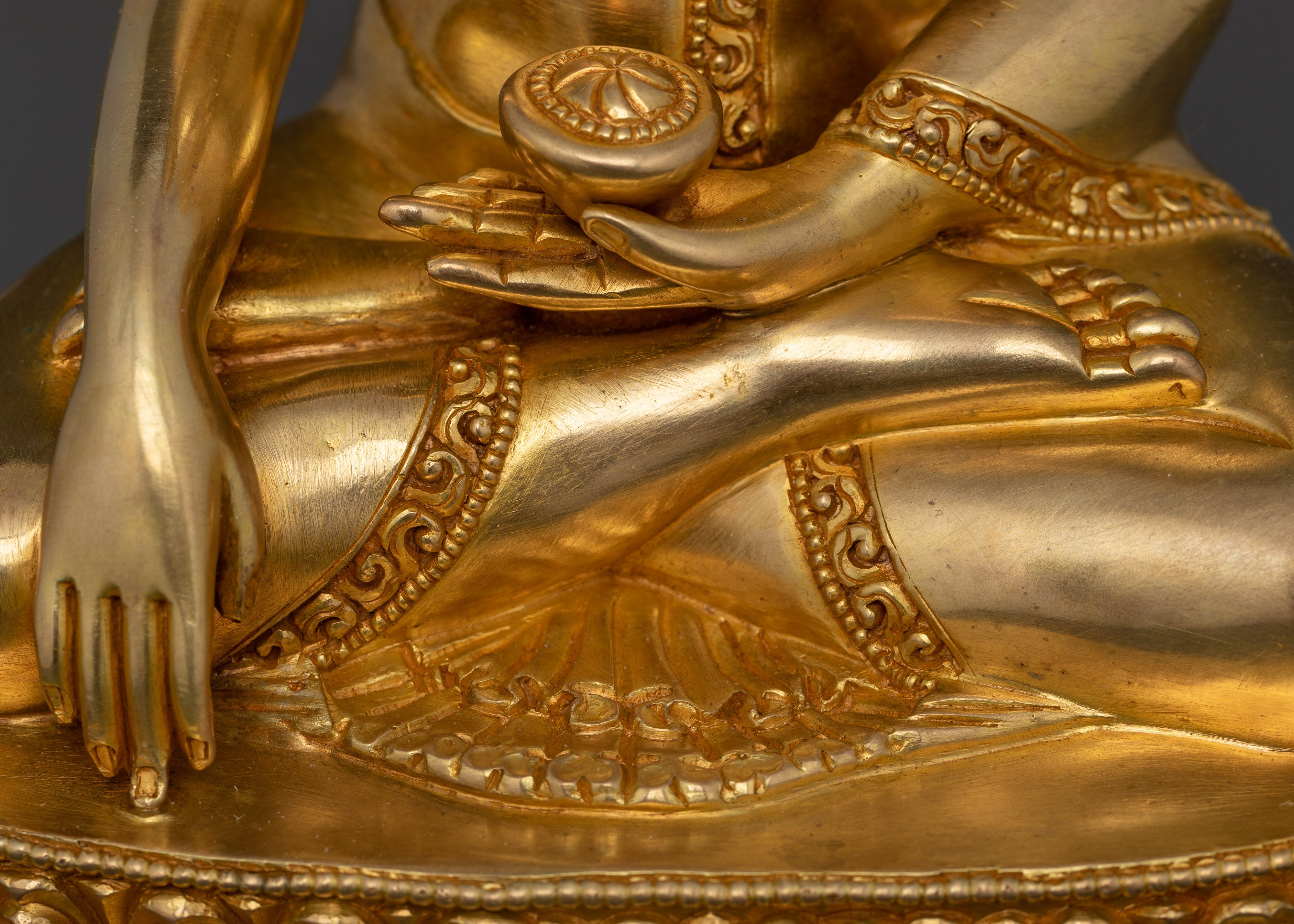 Shakyamuni Buddha Figurine | The Awakened One in 24K Gold Gilded Art