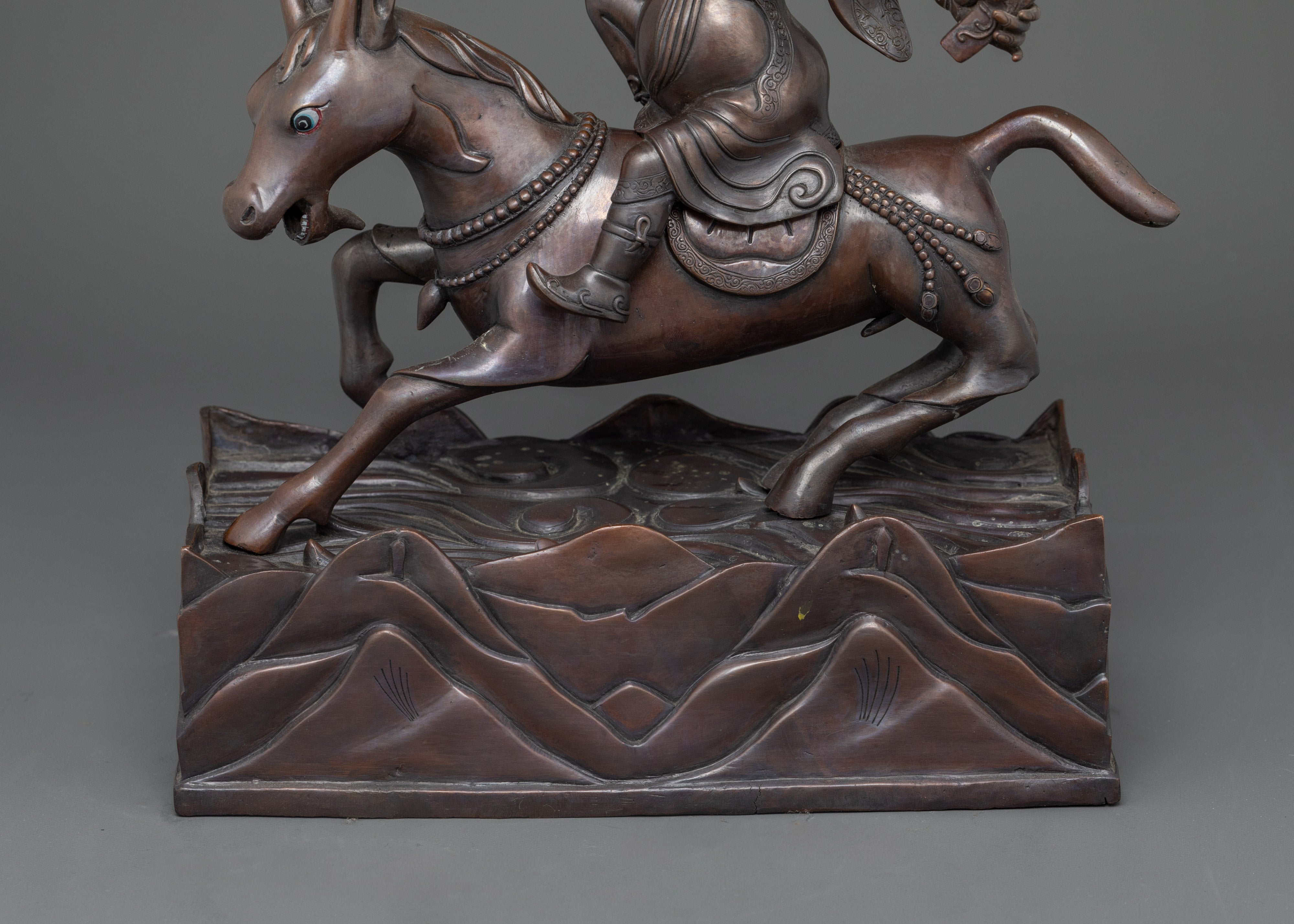 Damchen Garwa Nagpo Statue | Handcrafted Oxidized Copper Deity