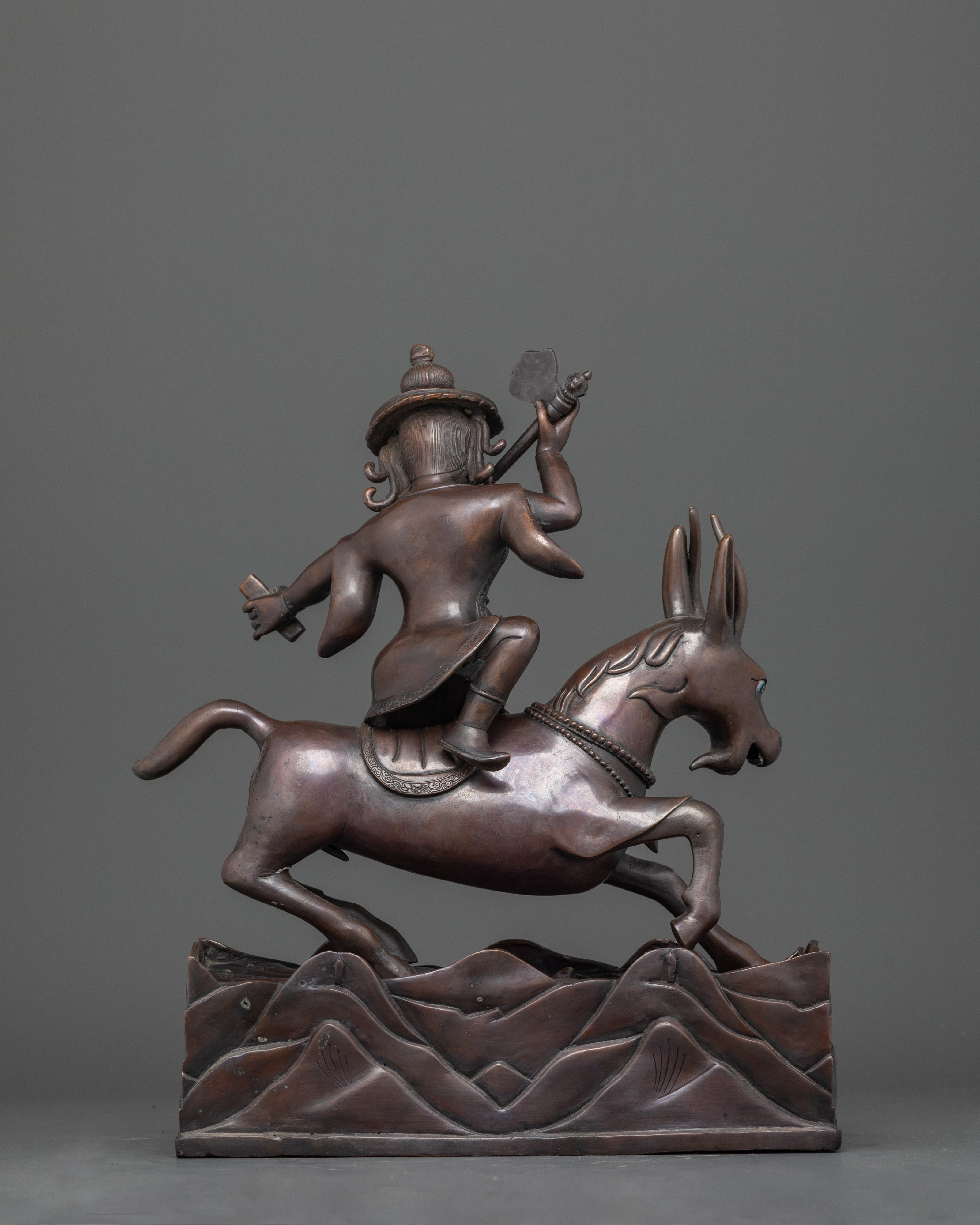 Damchen Garwa Nagpo Statue | Handcrafted Oxidized Copper Deity