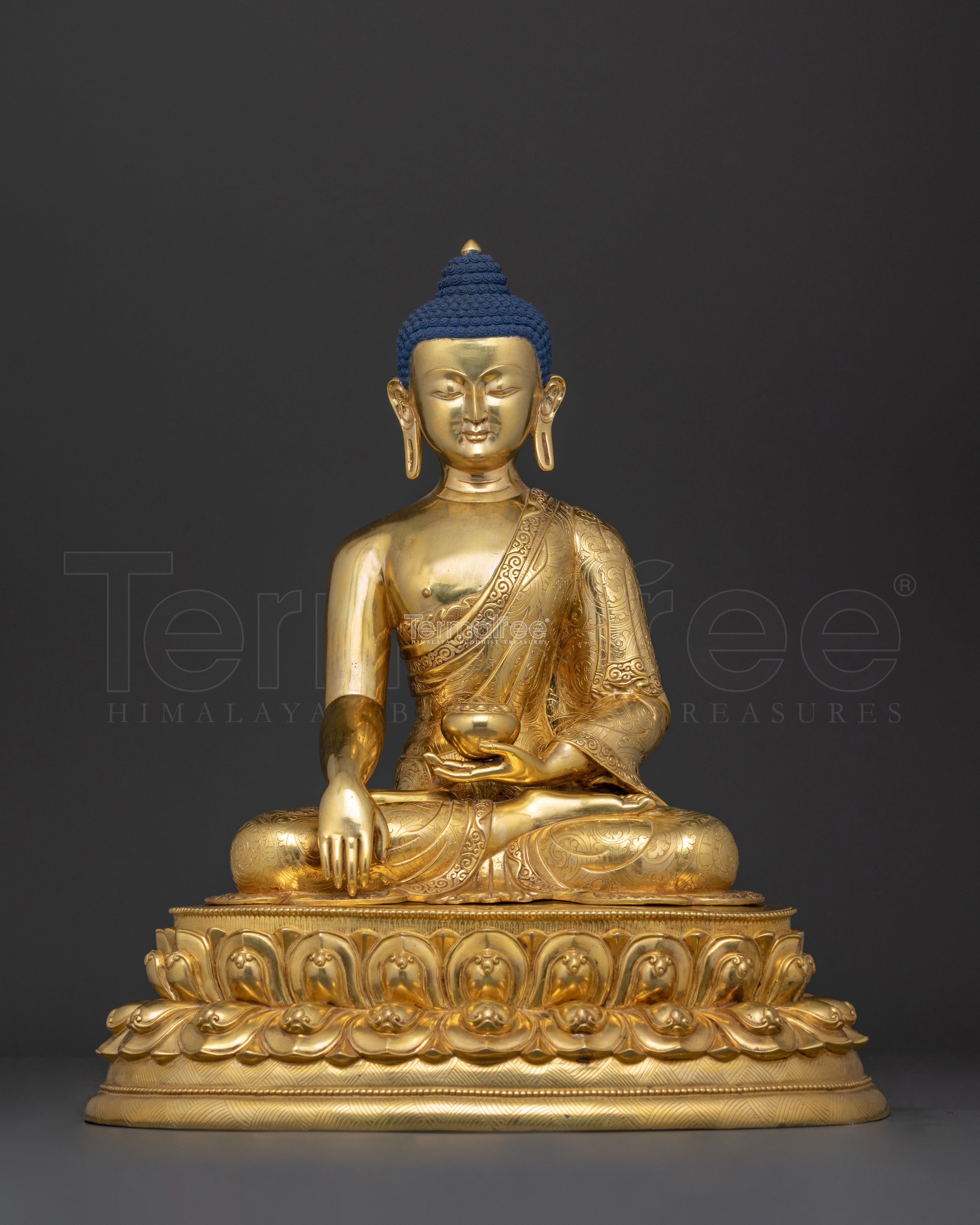 Shakyamuni Dharma Buddha Statue | 24K Gold Gilded Tibetan Copper Art