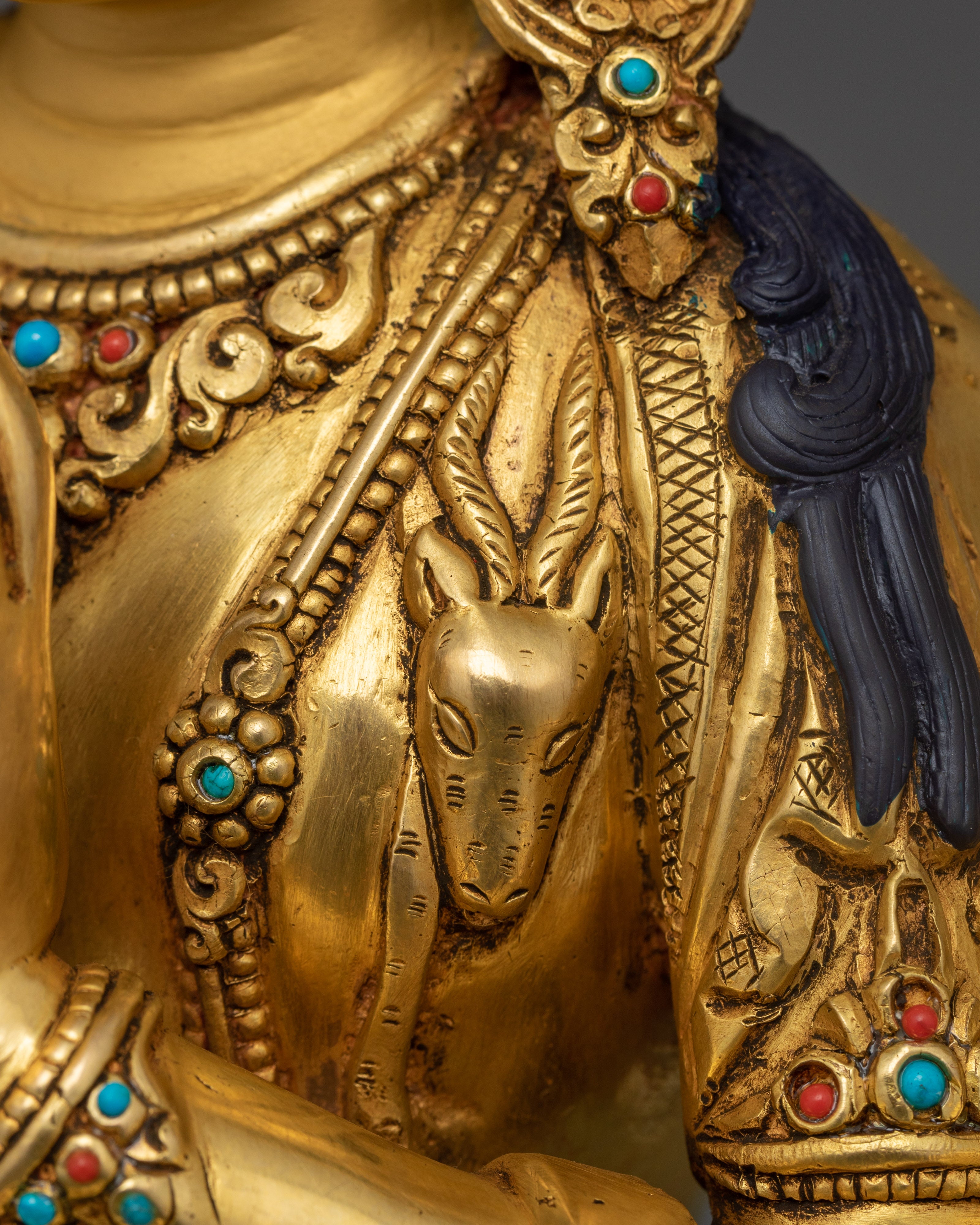 Tibetan Chenrezig Sculpture | 24K Gold Gilded Serene Art