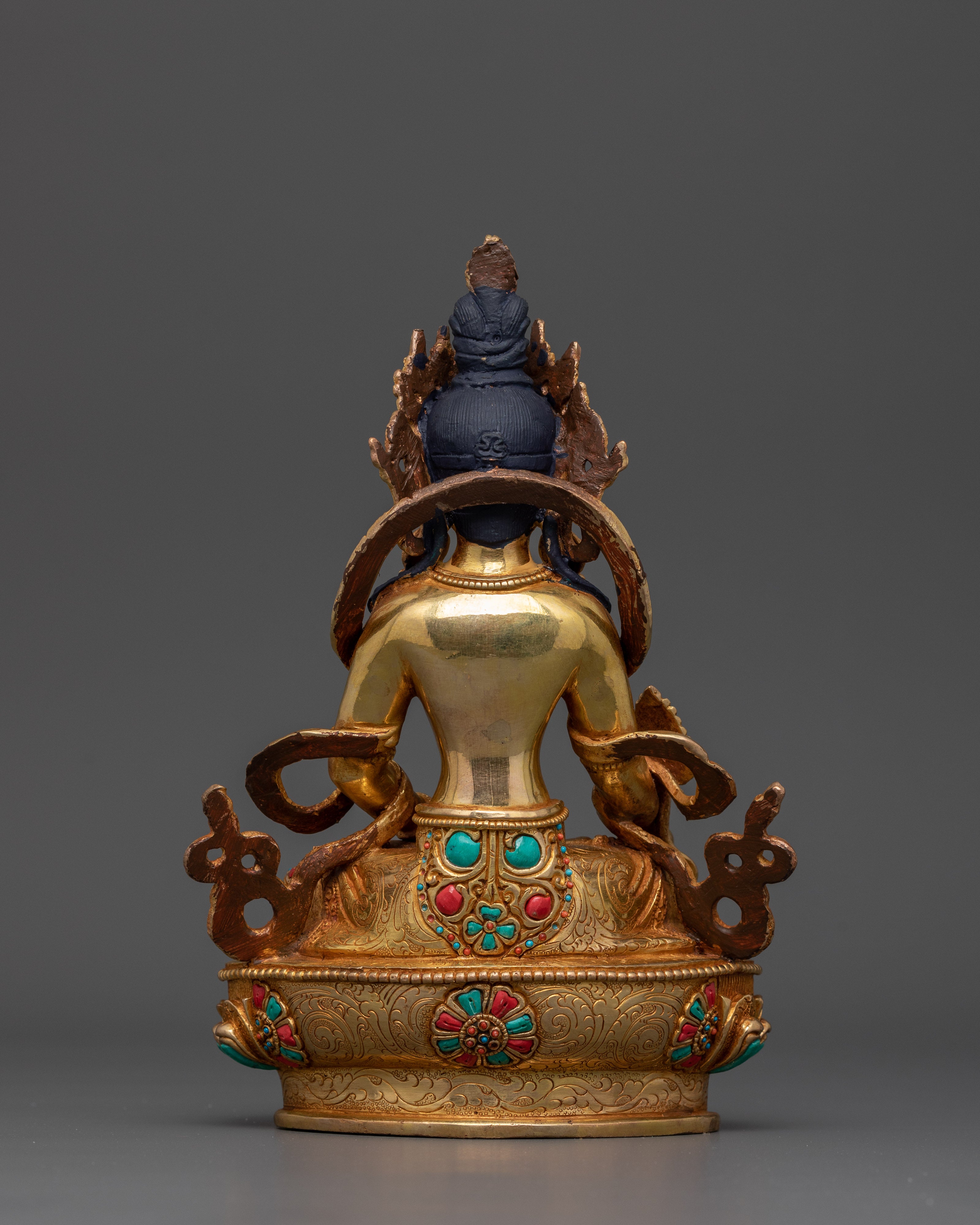 Hand-Carved Kshitigarbha Lord of the Underworld Statue | 24K Gold Gilded Tibetan Sculpture
