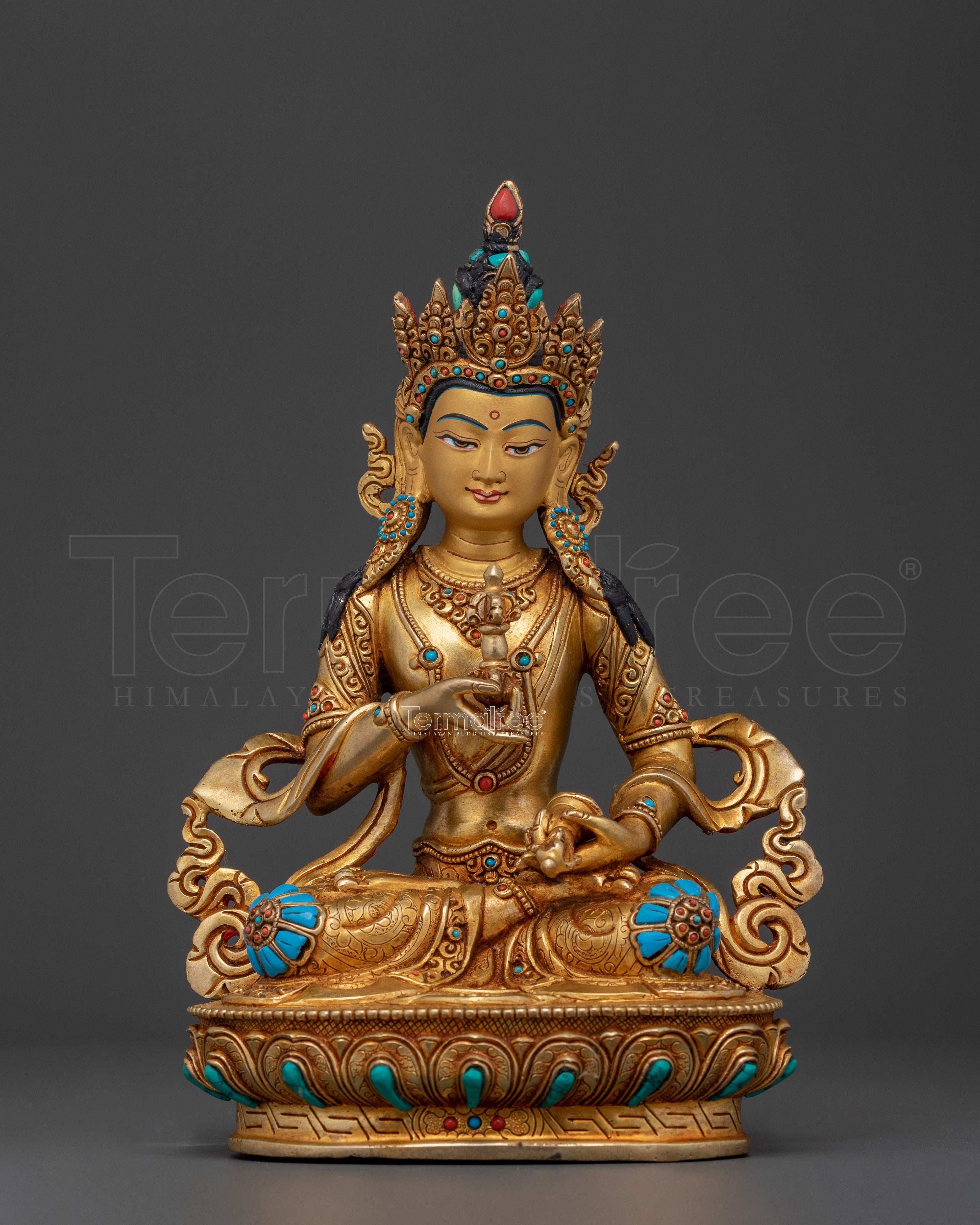 Handcarved Vajrasattva Statue | 24K Gold Gilded Buddha