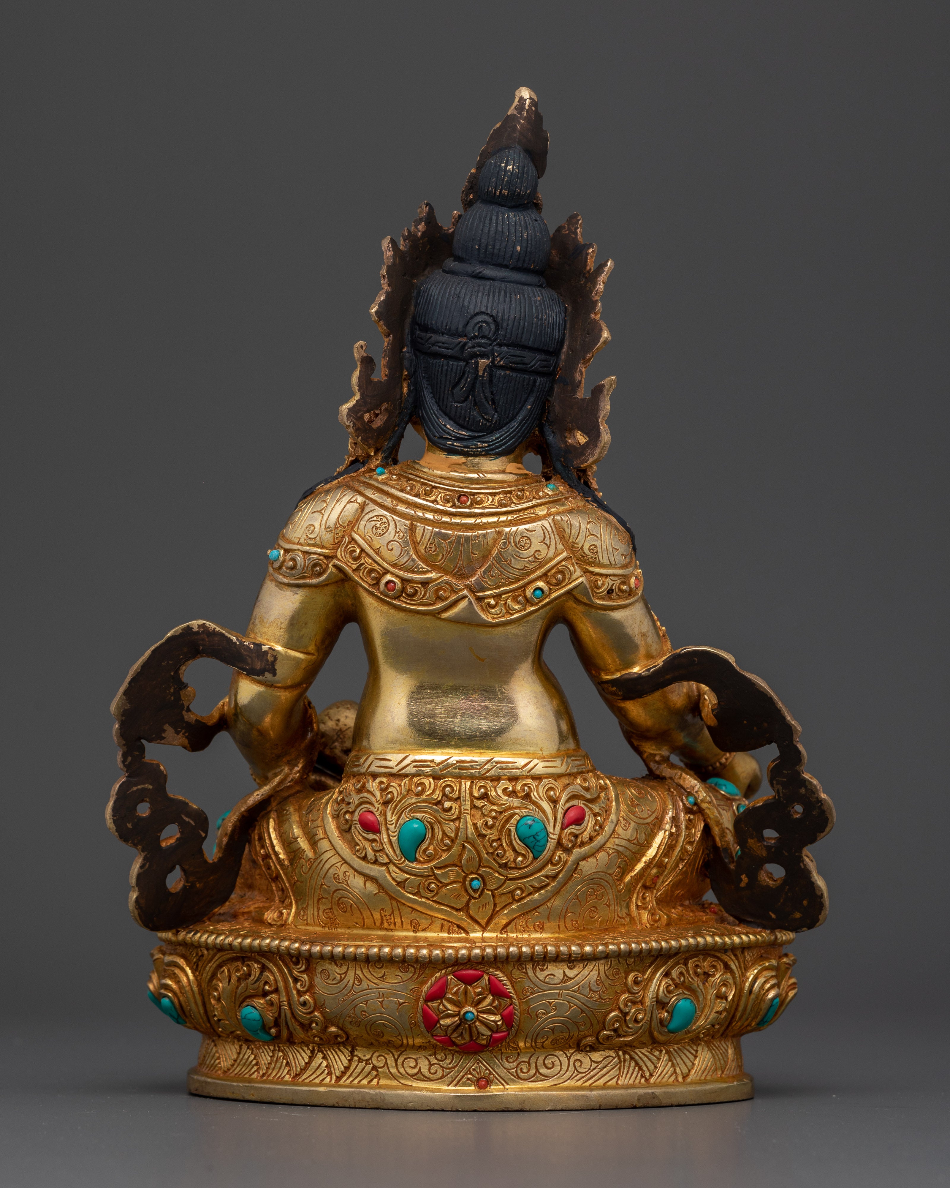 8.9-Inch Dzambhala Wealth Buddha Sculpture | 24K Gold Gilded Statue