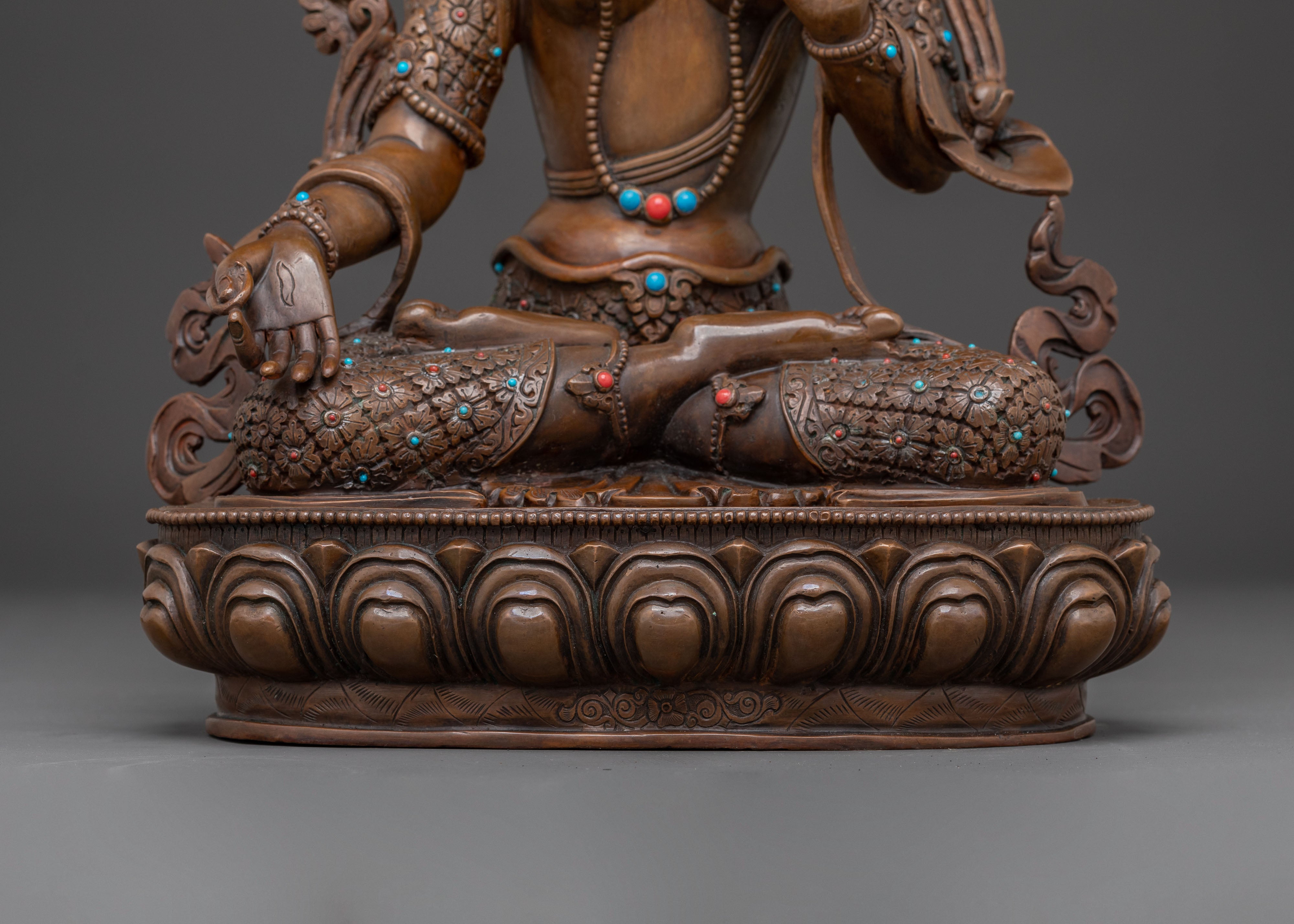 Oxidized Sculpture of Female Bodhisattva White Tara | Divine Protector