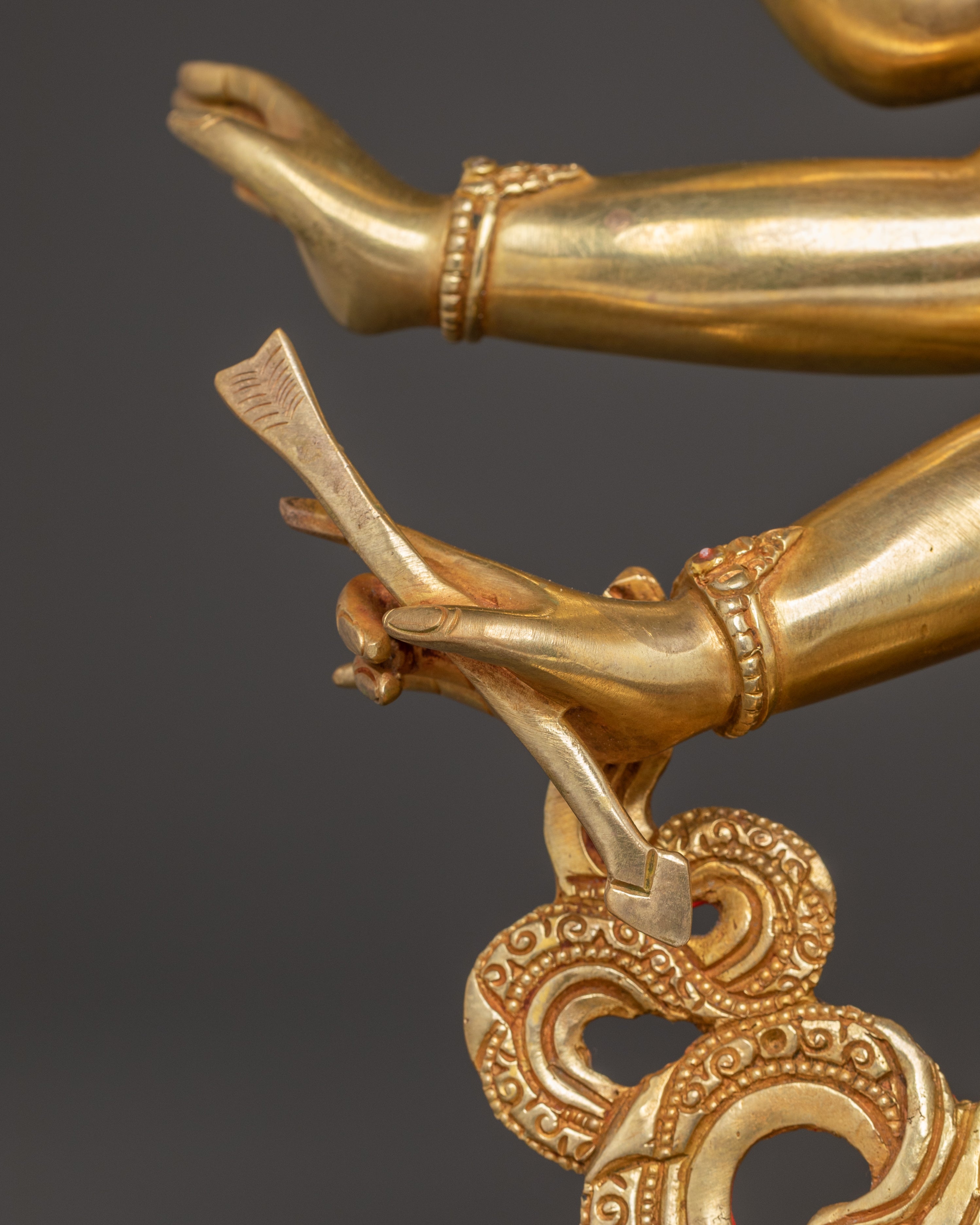 Handcrafted Statue of Wisdom Icon Maha Manjushri | Gold Gilded Copper Sculpture