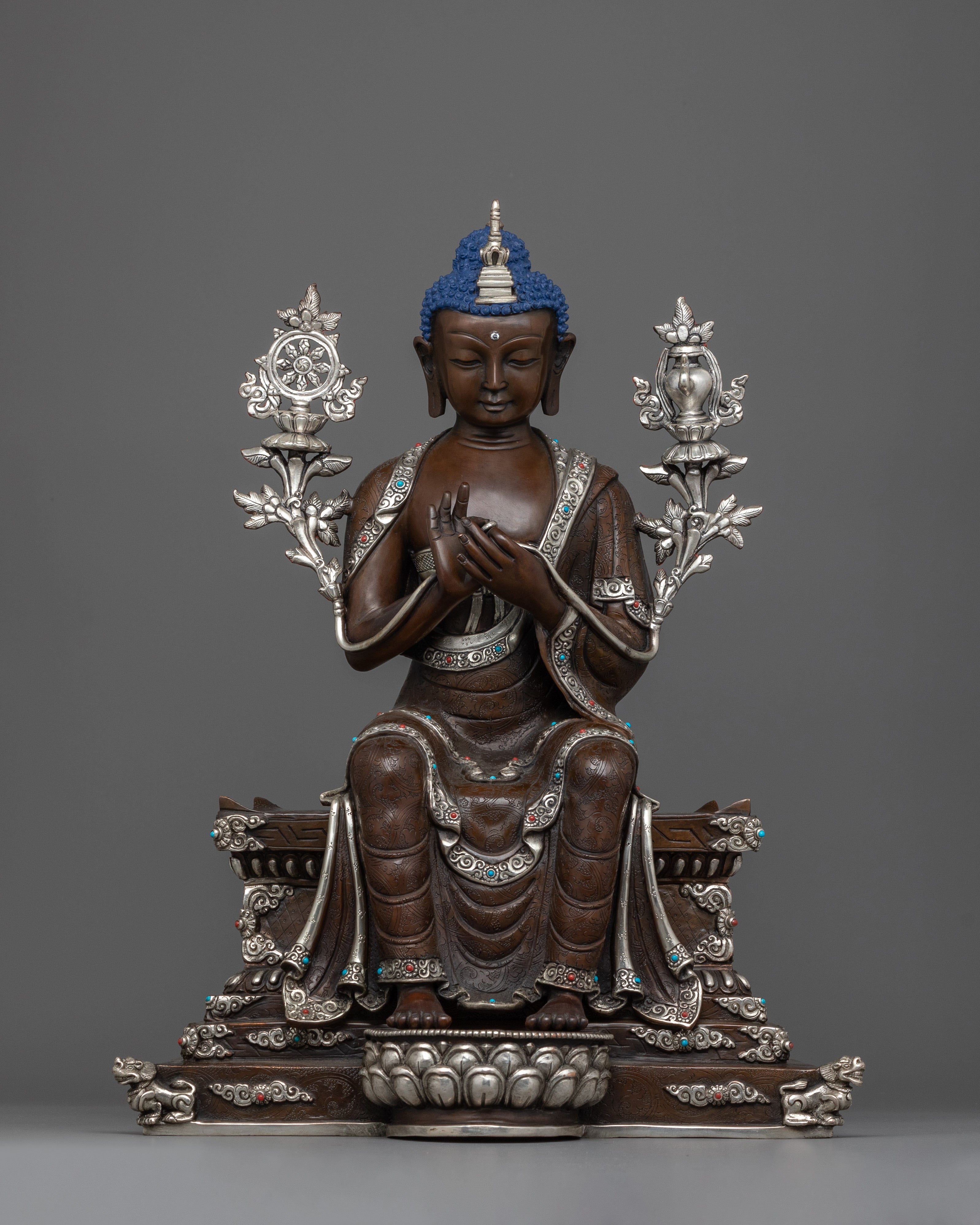 Oxidized Maitreya Buddha Lord of Love | Mahayana  Buddhist Altar Decor
