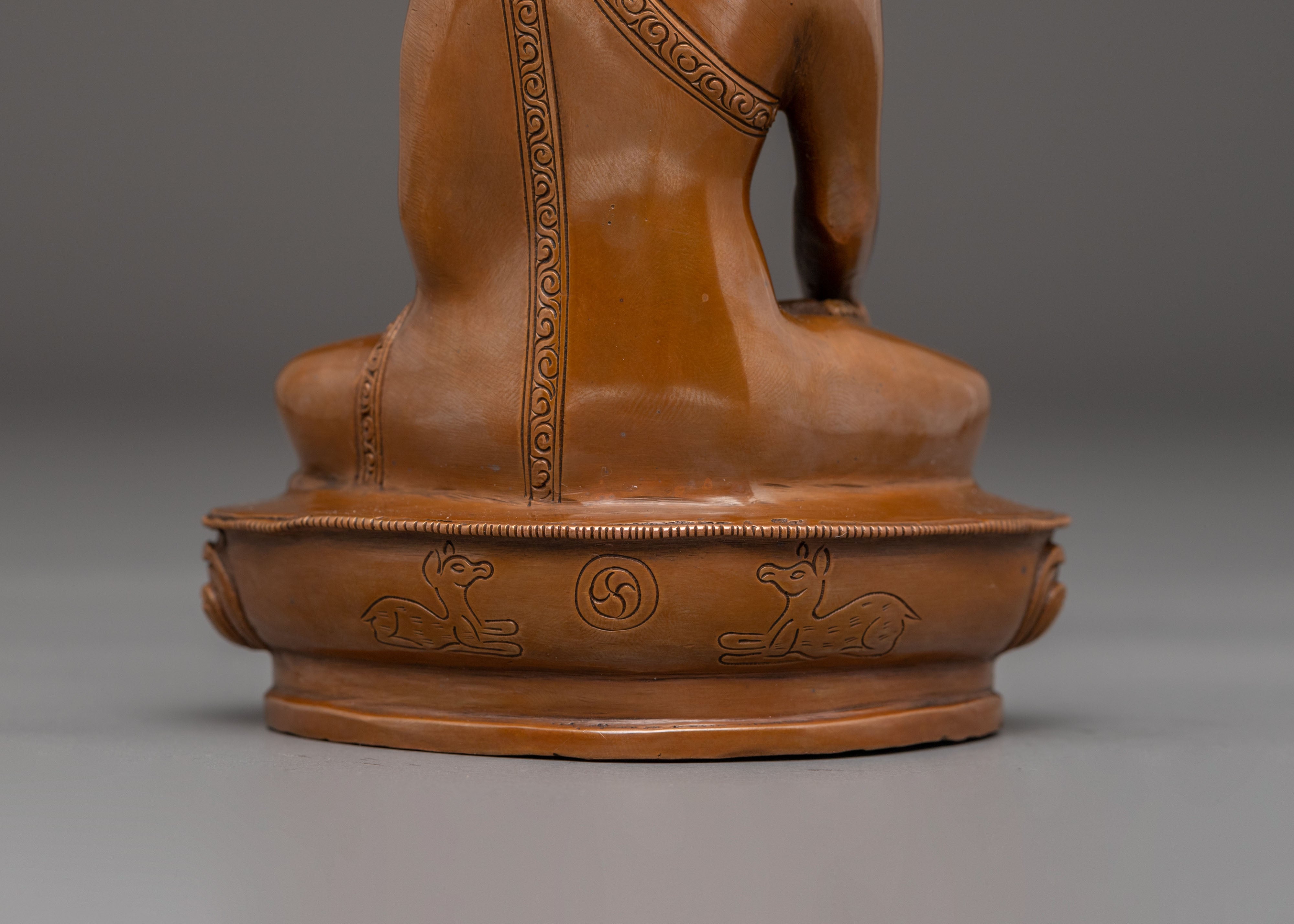 Handcrafted Oxidized Copper Statue of Wisdom Icon Shakyamuni Buddha
