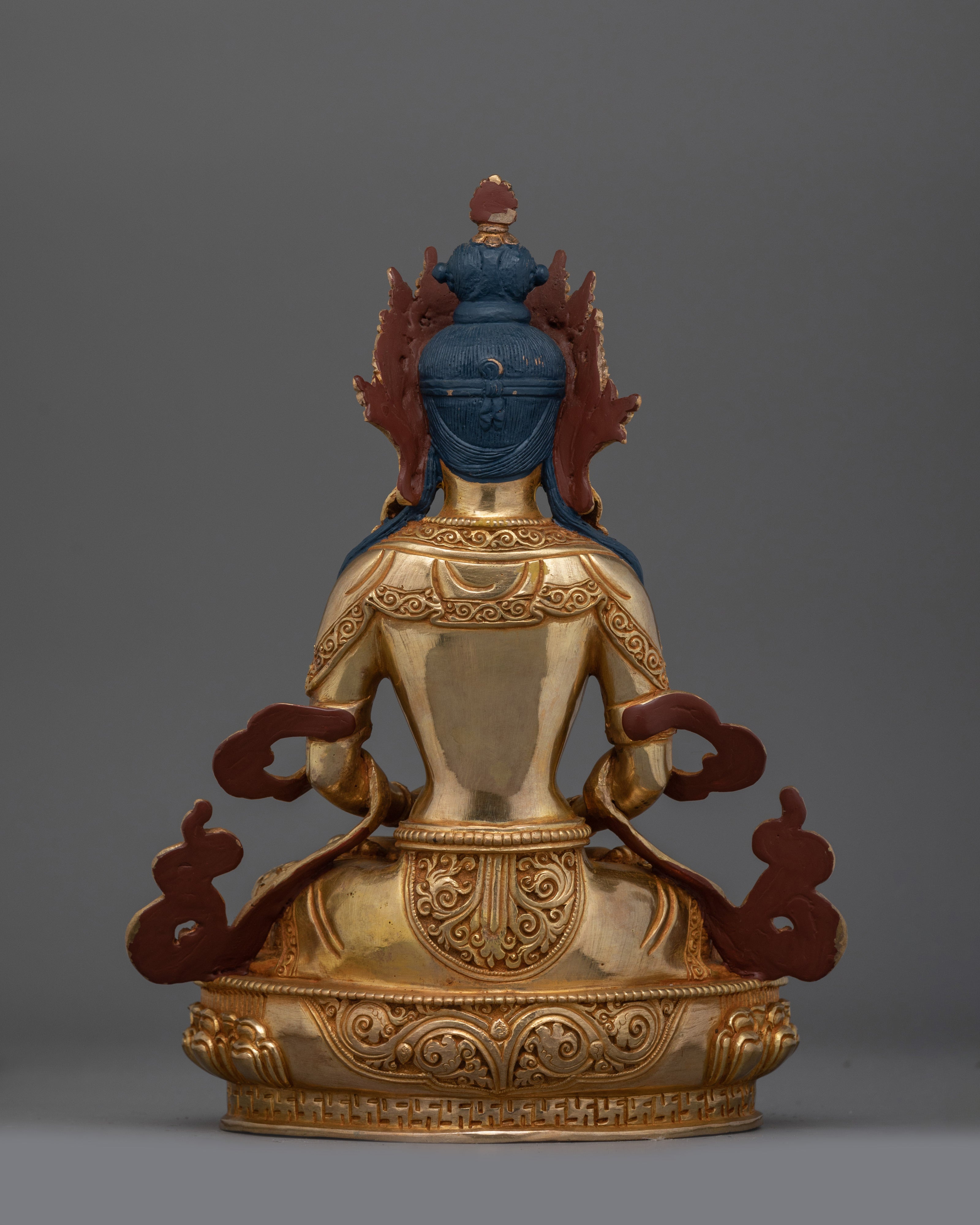 Handcrafted Amitayus statue | 24K Gold Gilded Deity of Longevity and Infinite Life