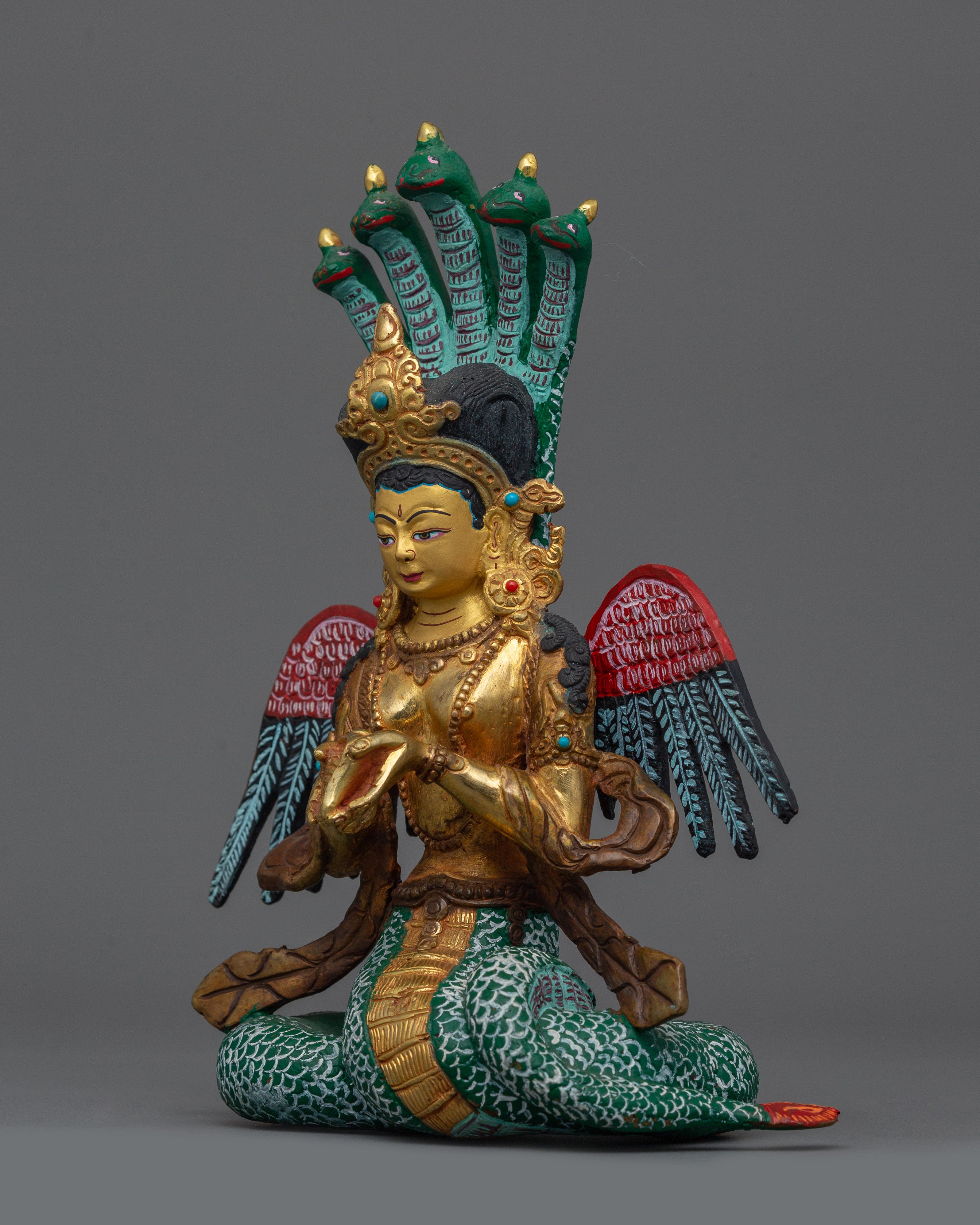 Nagakanya Statue for Protection and Fertility | 24K Gold Gilded Sculpture