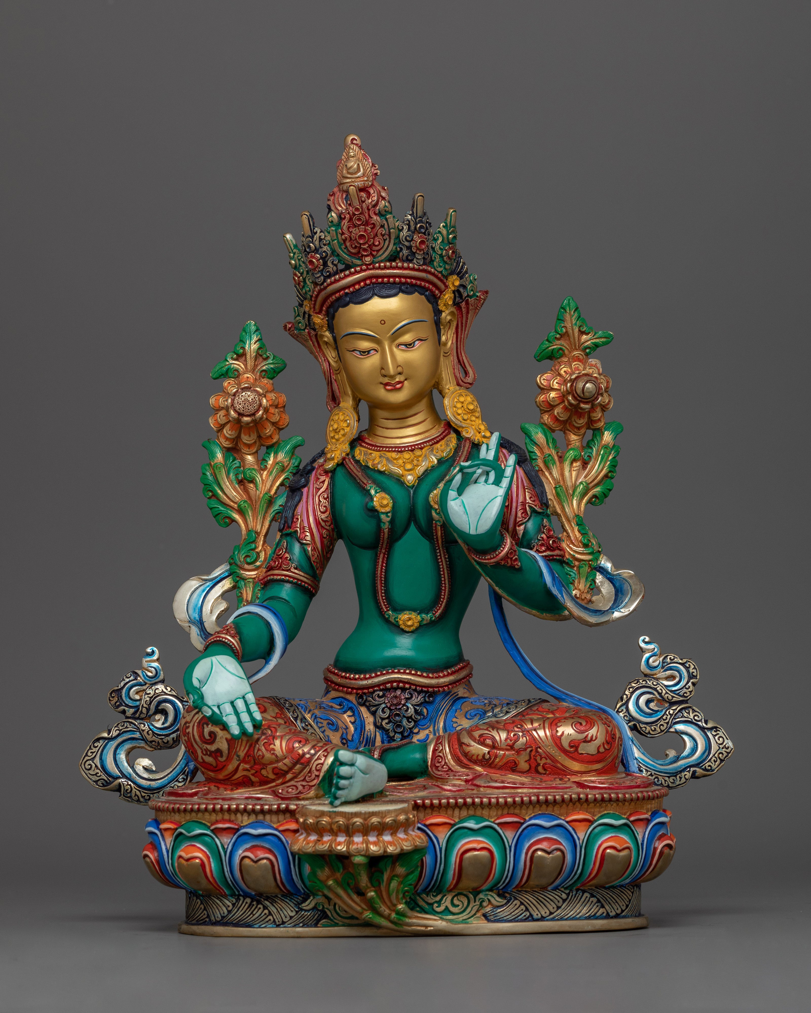 Green Tara Seated in a Throne | Mother of all Buddhas