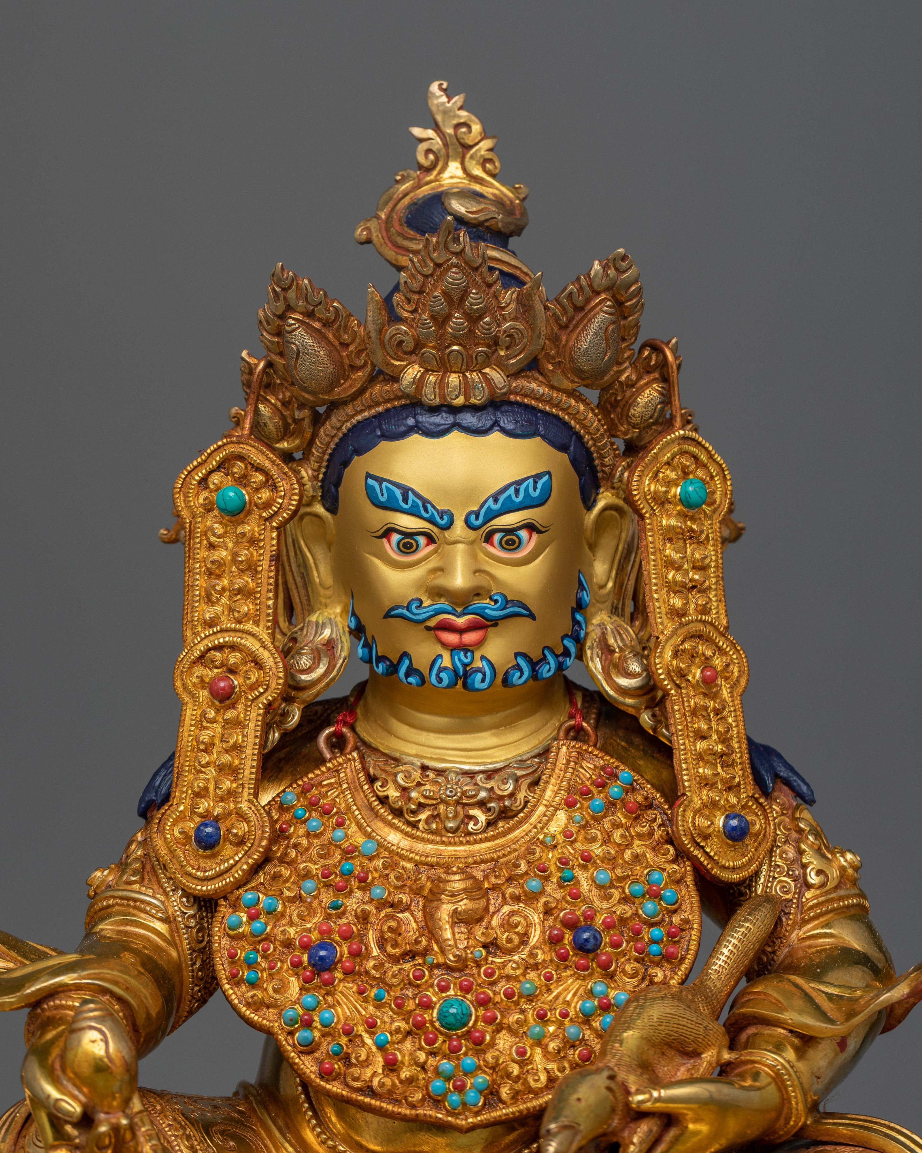 Tibetan Crown Dzambhala | Buddhist Wealth Deity Statue