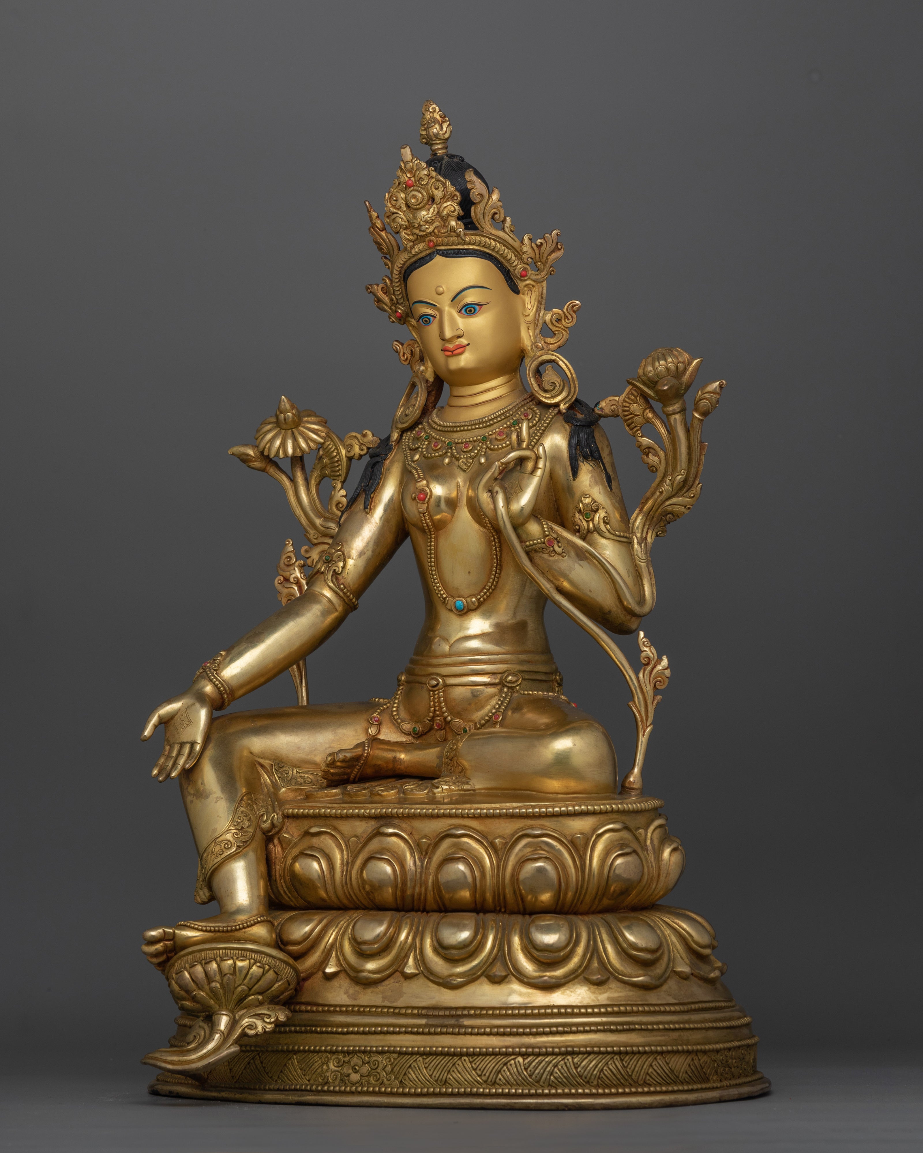 Handcrafted Green Tara (Sgrol-Ljang) Statue | Compassionate Tibetan Art