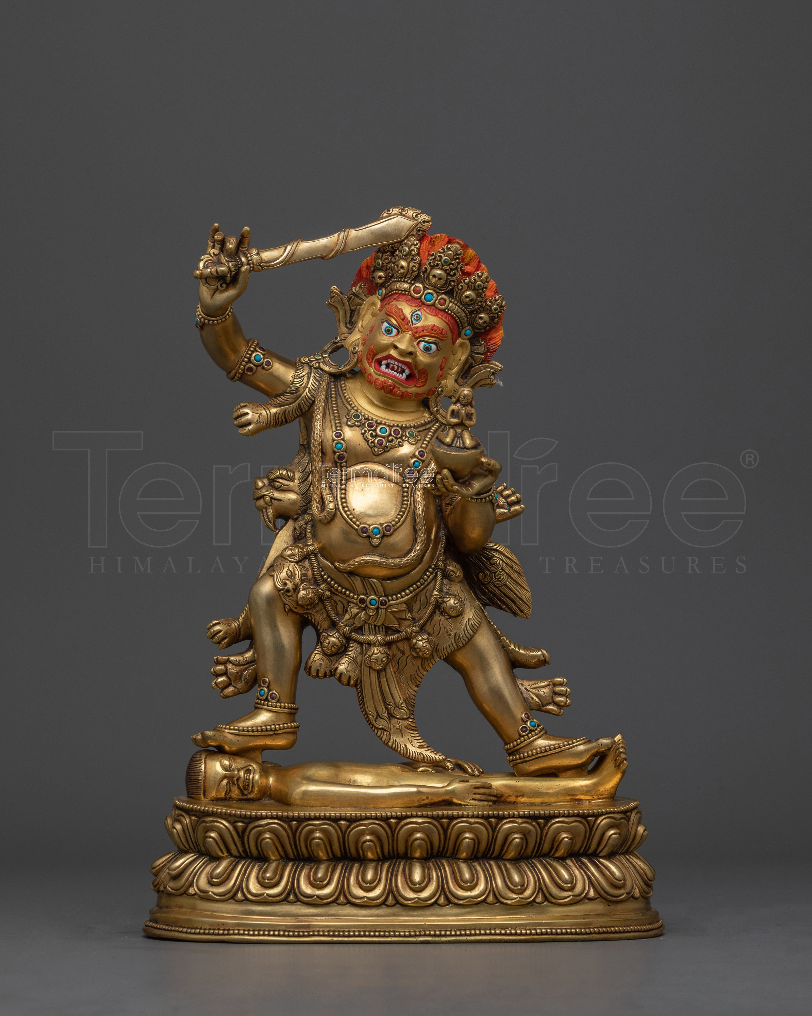 Powerful Khadgapani Mahakala Statue | Handcrafted Protector Deity