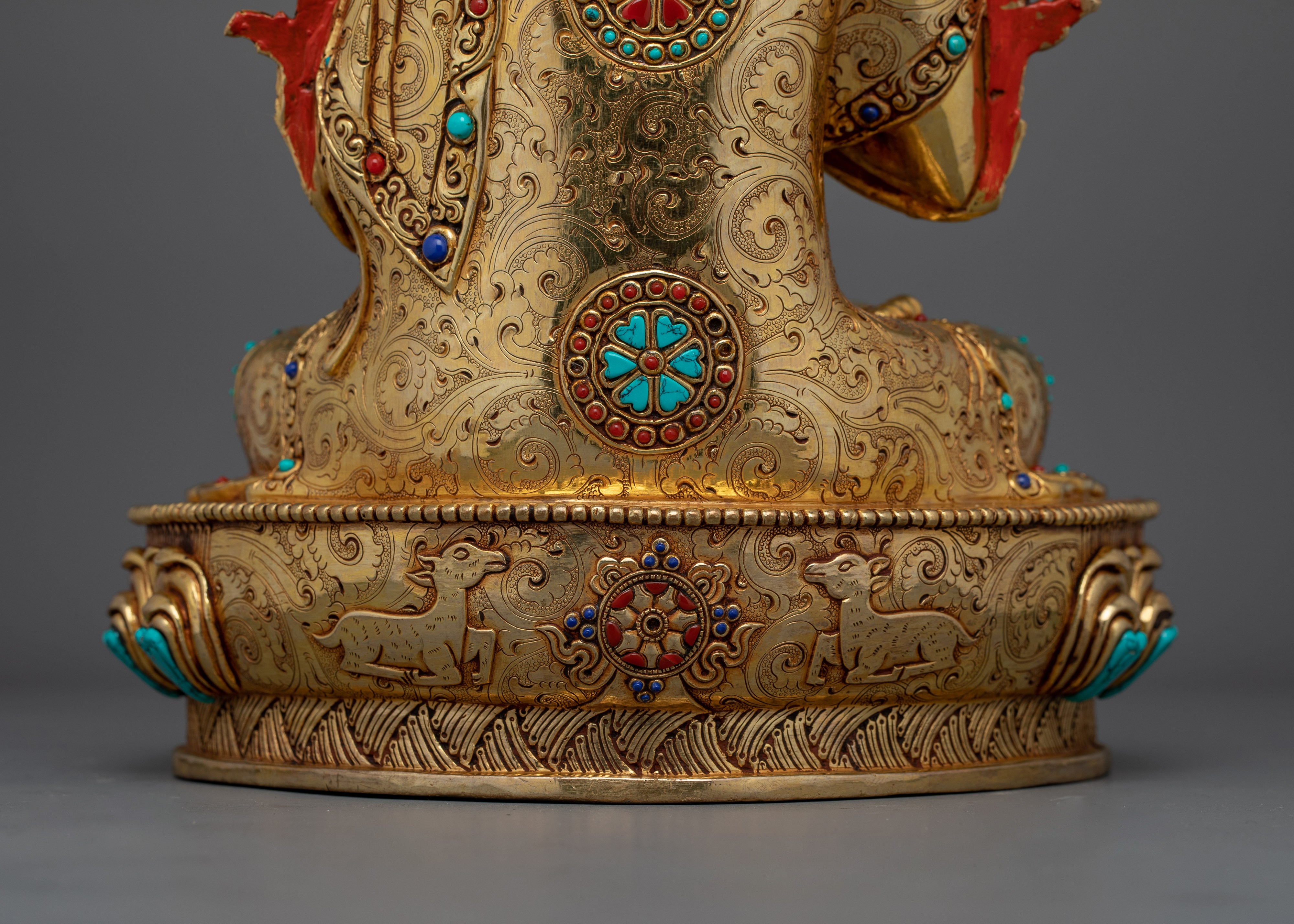 Tibetan Tsongkhapa Set | Handcrafted 24K Gold Gilded Copper Statue