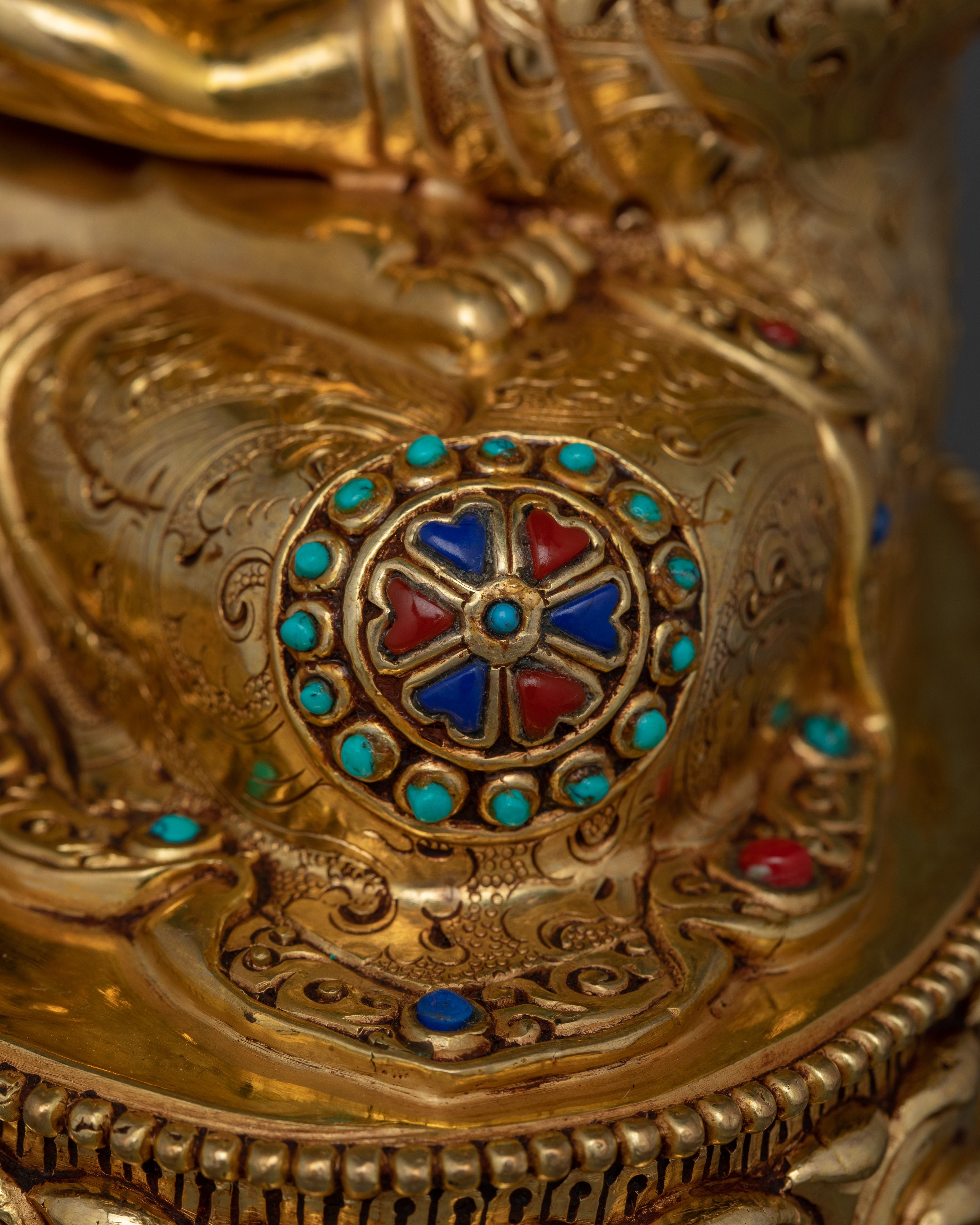 Tibetan Tsongkhapa Set | Handcrafted 24K Gold Gilded Copper Statue