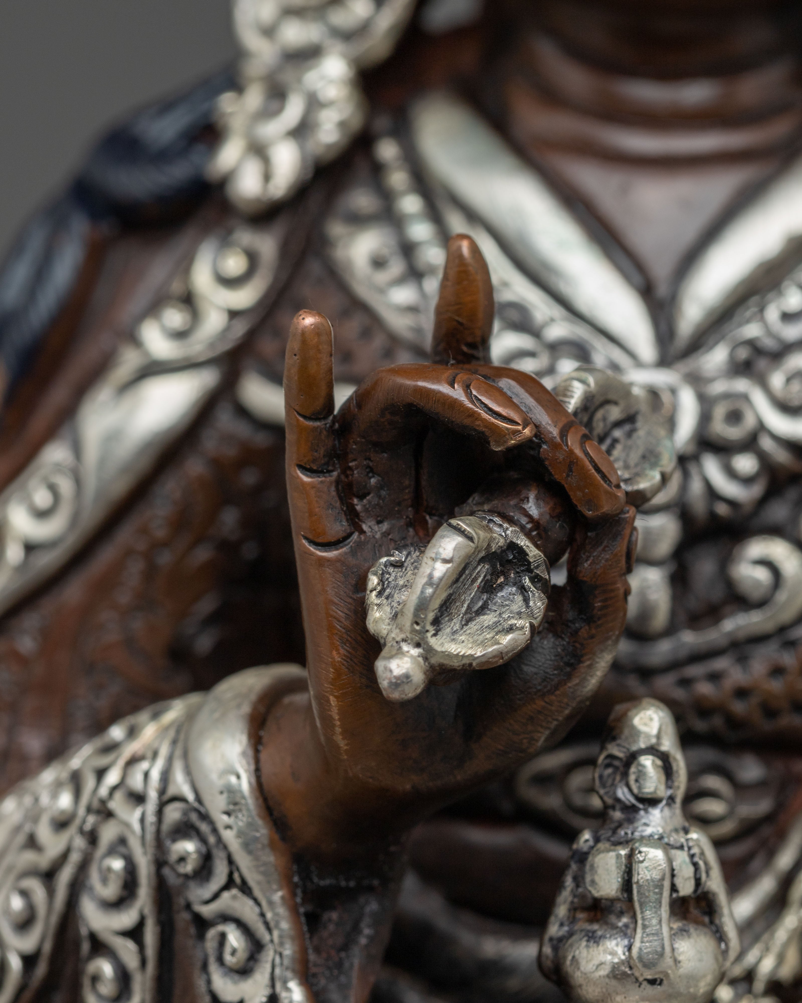 Handmade Oxidized Himalayan Guru Tsokye Statue | Meditation, Spiritual Decor