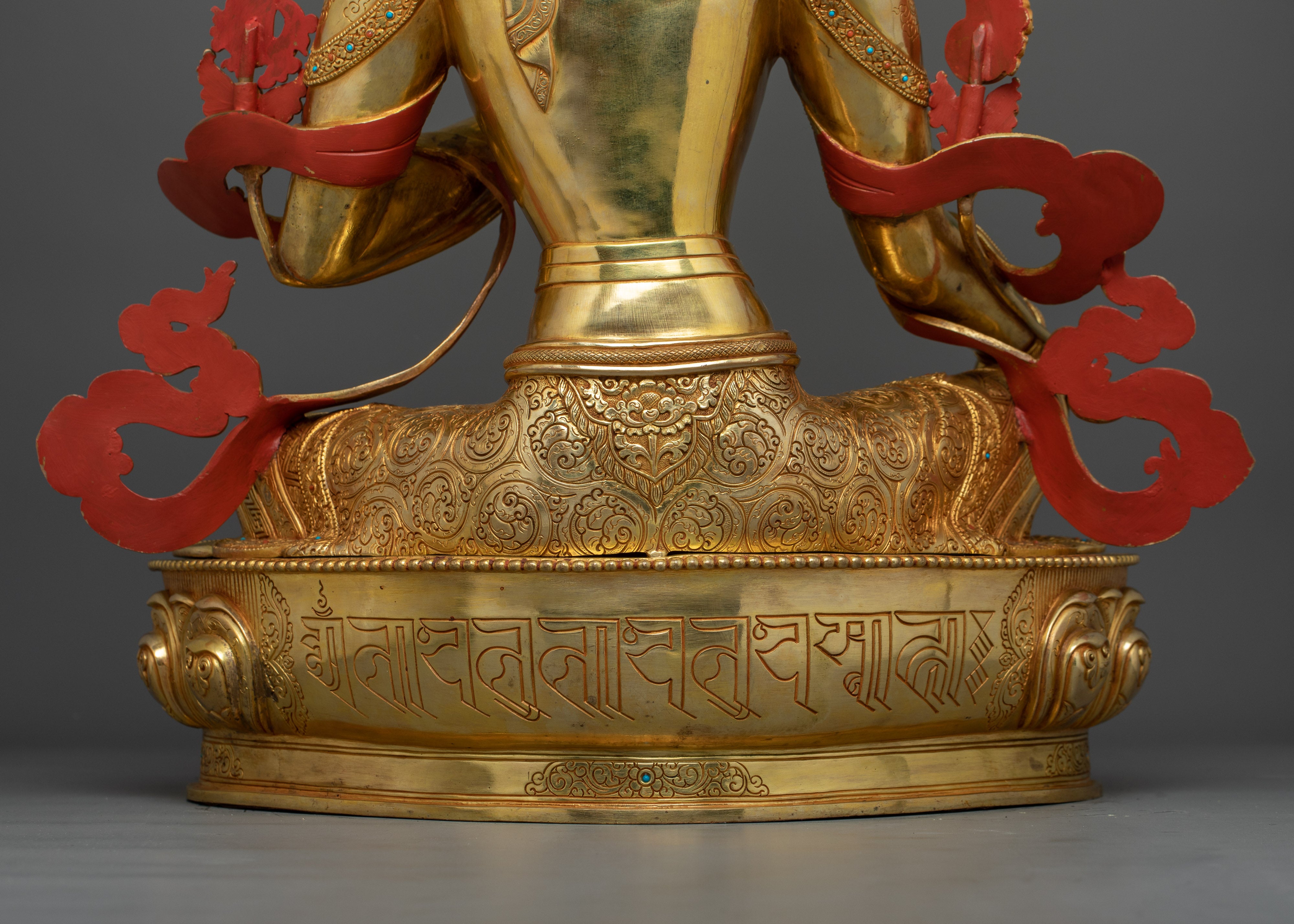 24K Gold Spiritual Healing Green Tara Statue | Tibetan Spiritual Artwork