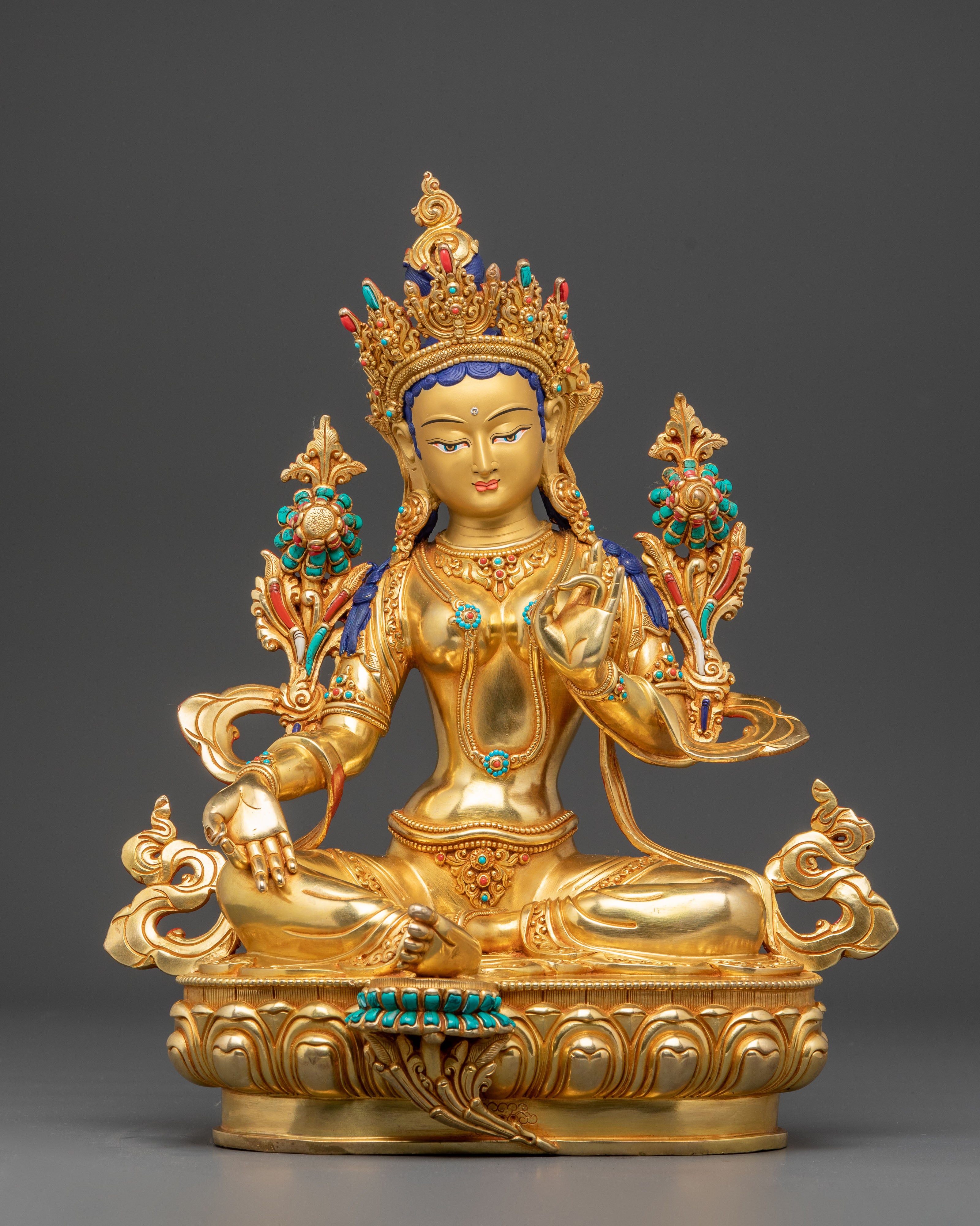 Handmade Statue of Compassionate Mother Green Tara | Female Bodhisattva