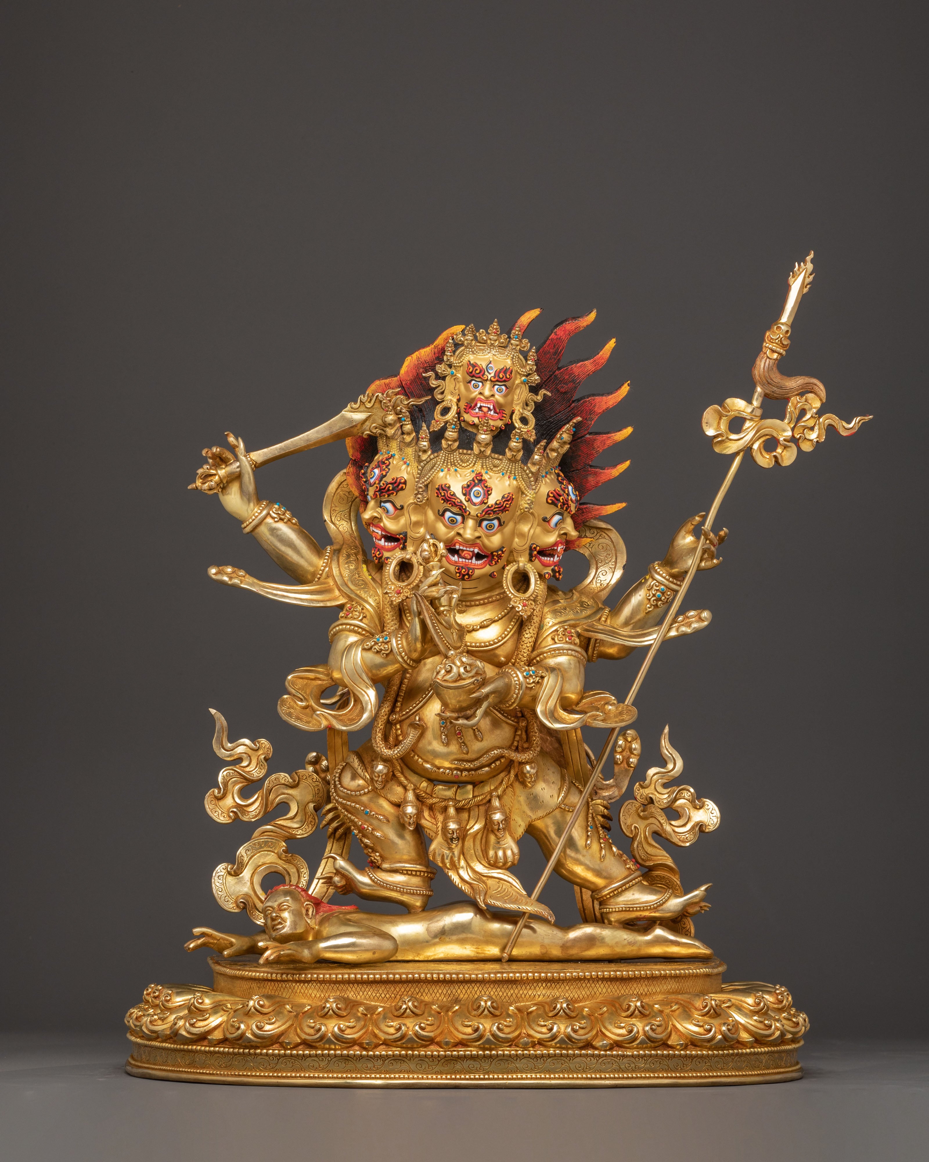 Four Armed Mahakala Handmade Copper Statue | Protector of the Dharma