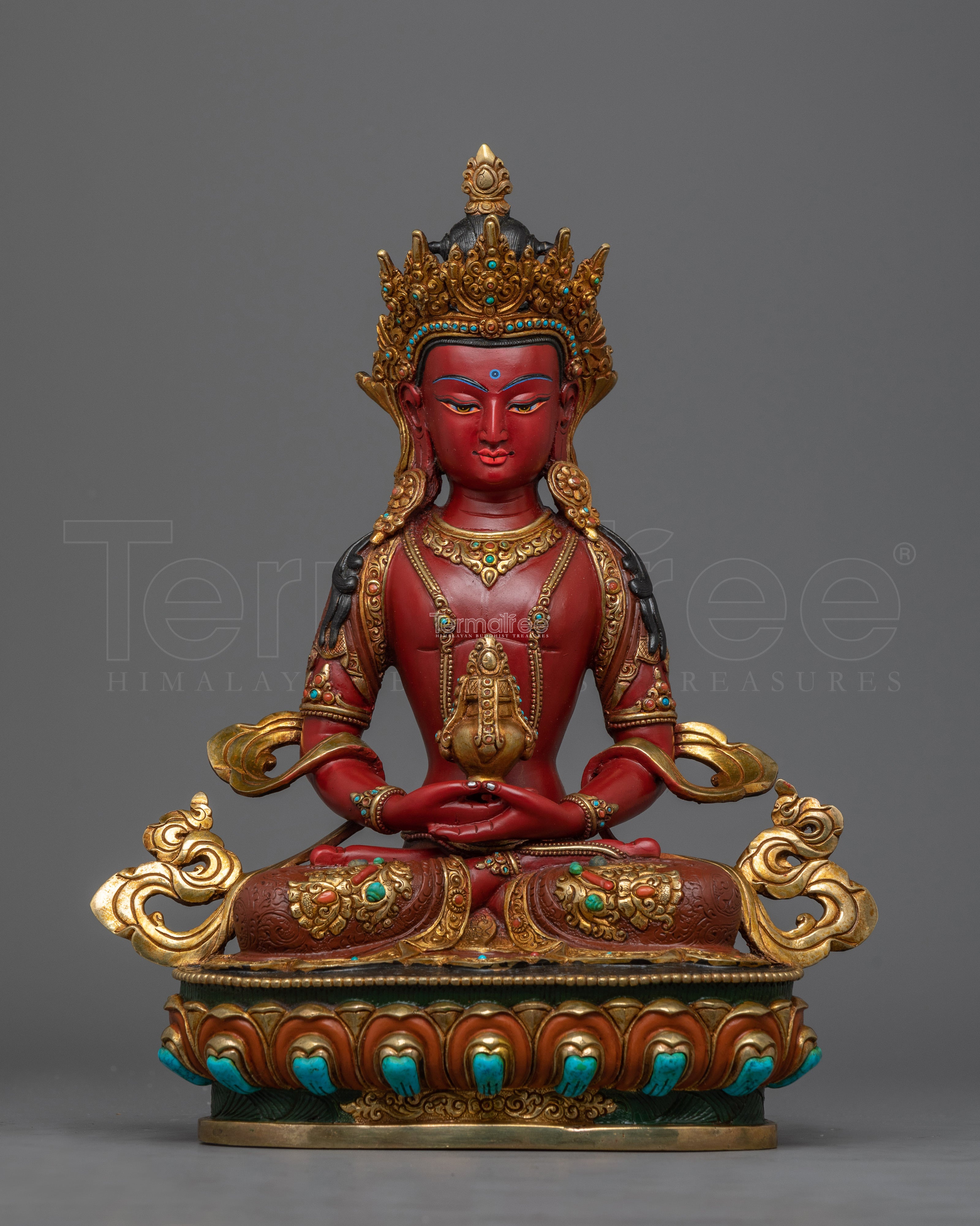 Long Life Buddha Amitayus Dharani Statue | Handmade Tibetan Art for Health and Prosperity