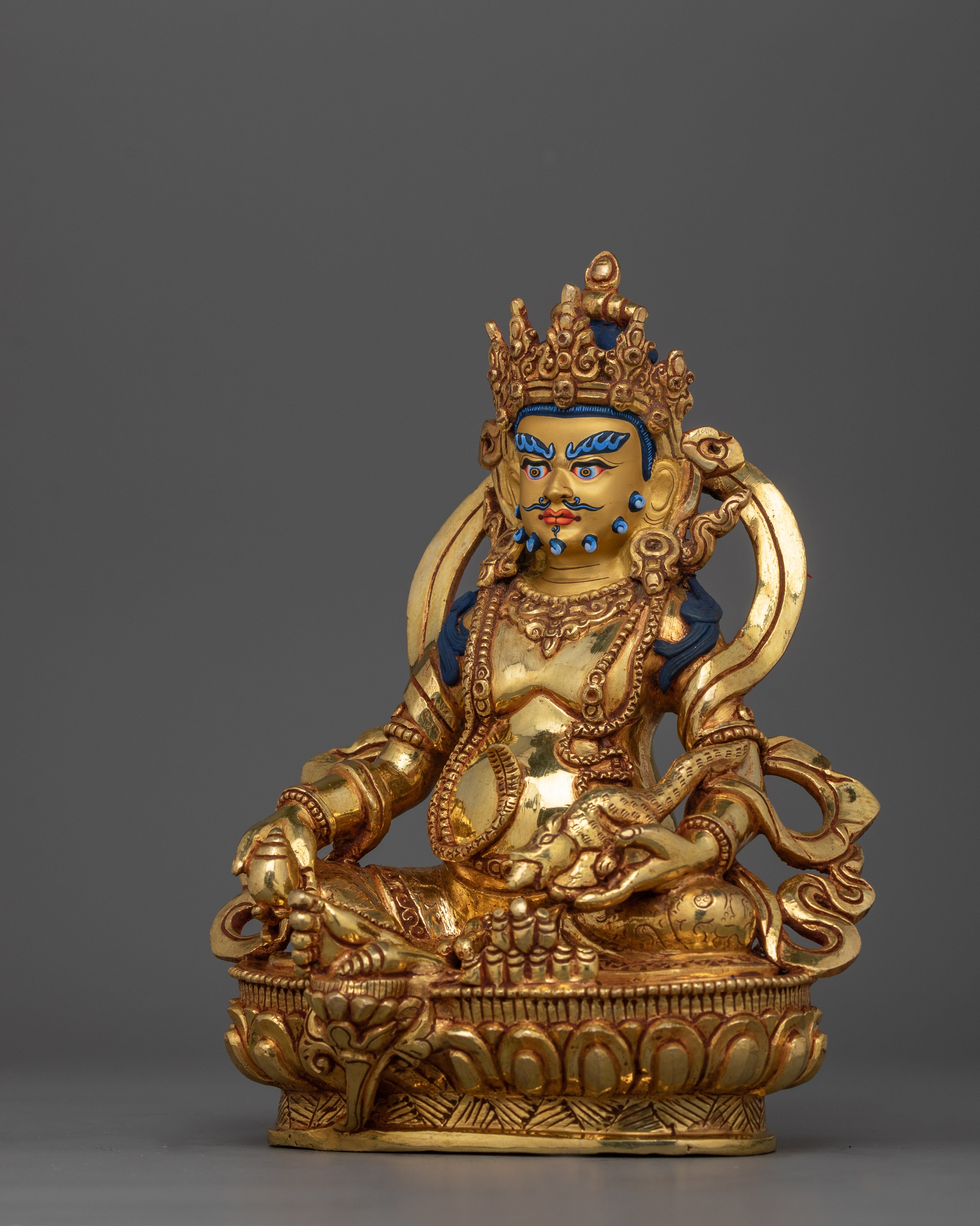 Hand-Carved Jambhala Mantra Practice Statue | Tibetan Buddhist Artwork