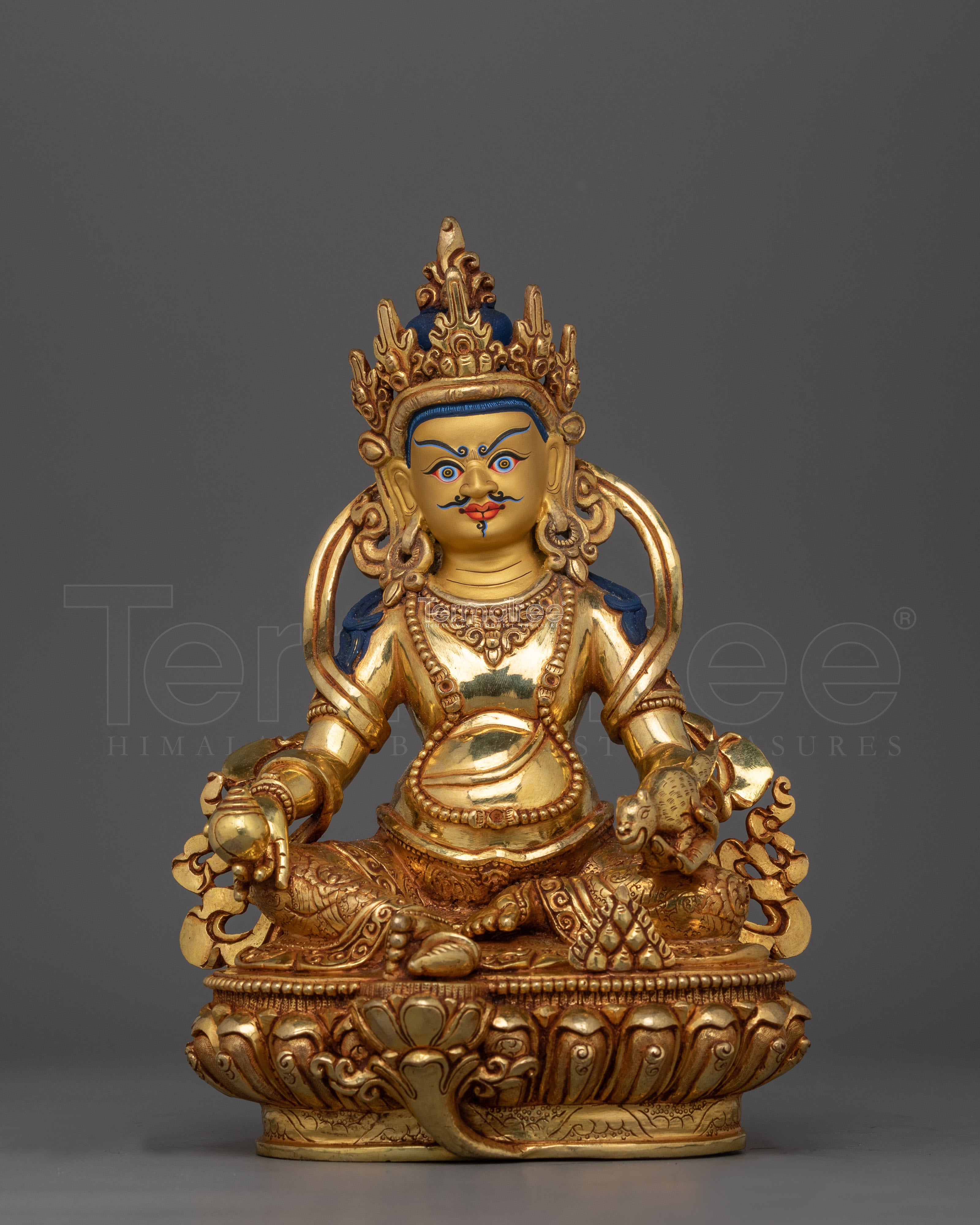 Handcrafted Tibetan Buddhist Jambhala God of Wealth Statue | Good Fortune Buddha