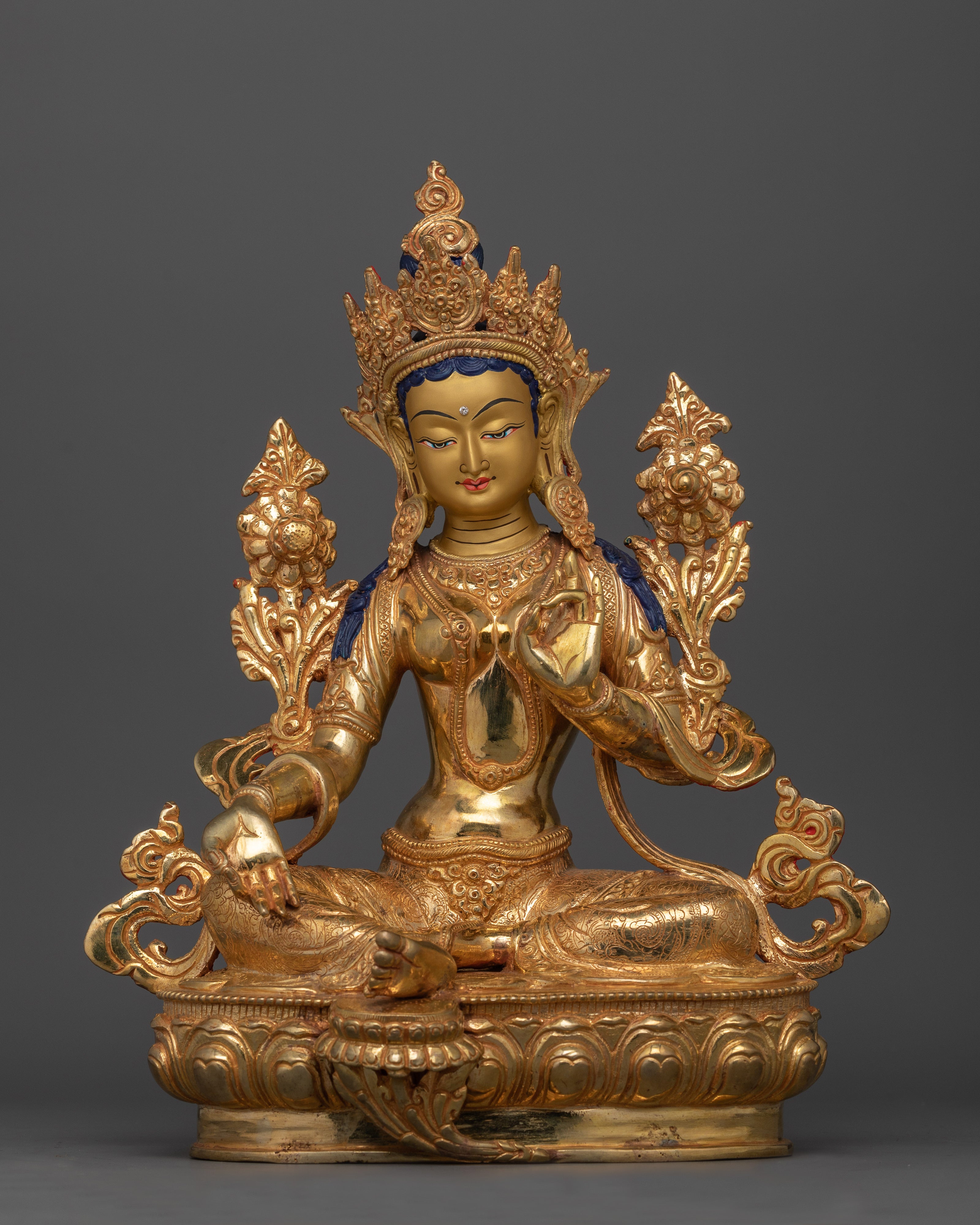 Peaceful Green Tara Sculpture | Goddess of Compassion Statue