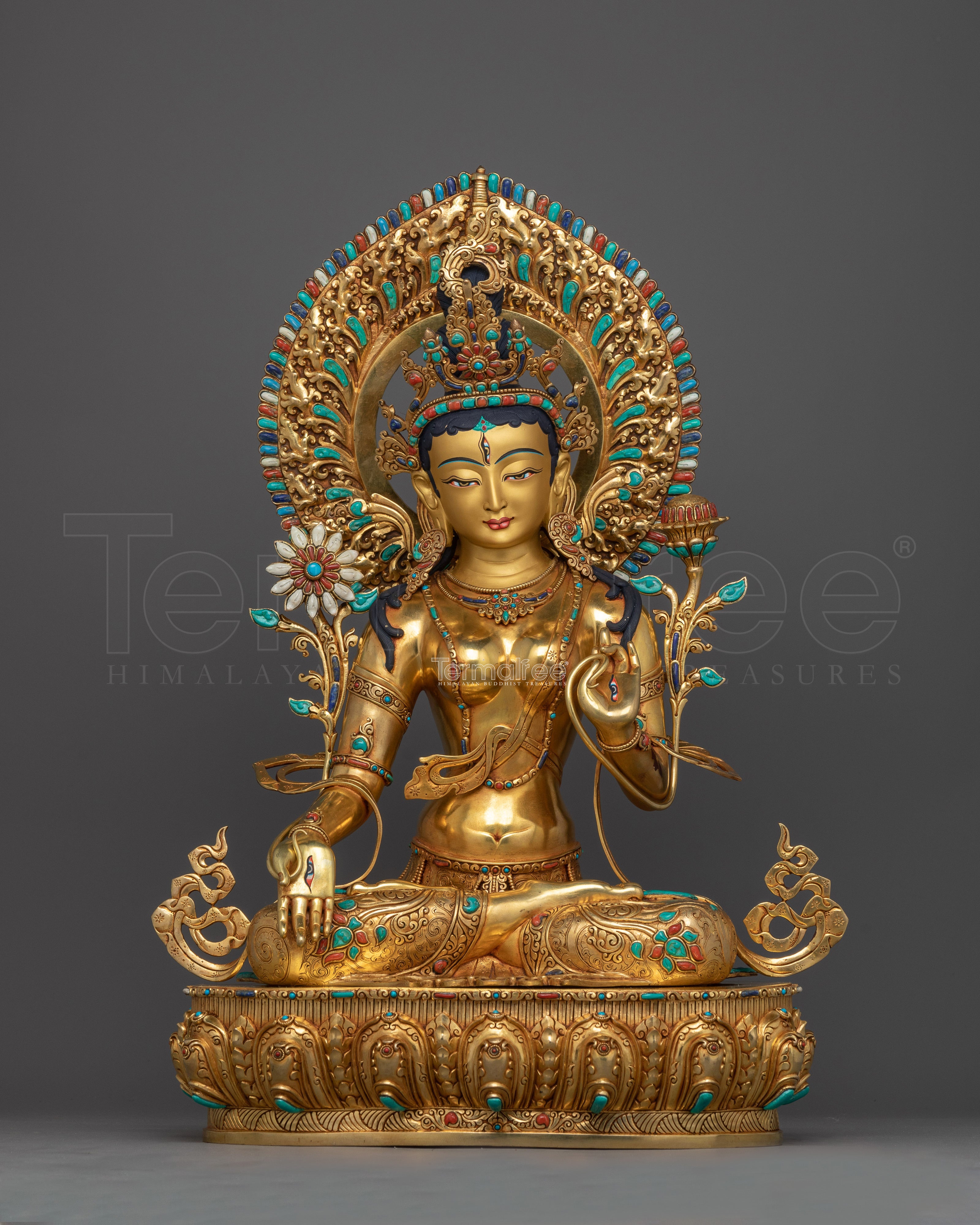 Goddess White Tara Buddha Statue | Handcrafted Tibetan Deity of Healing and Longevity