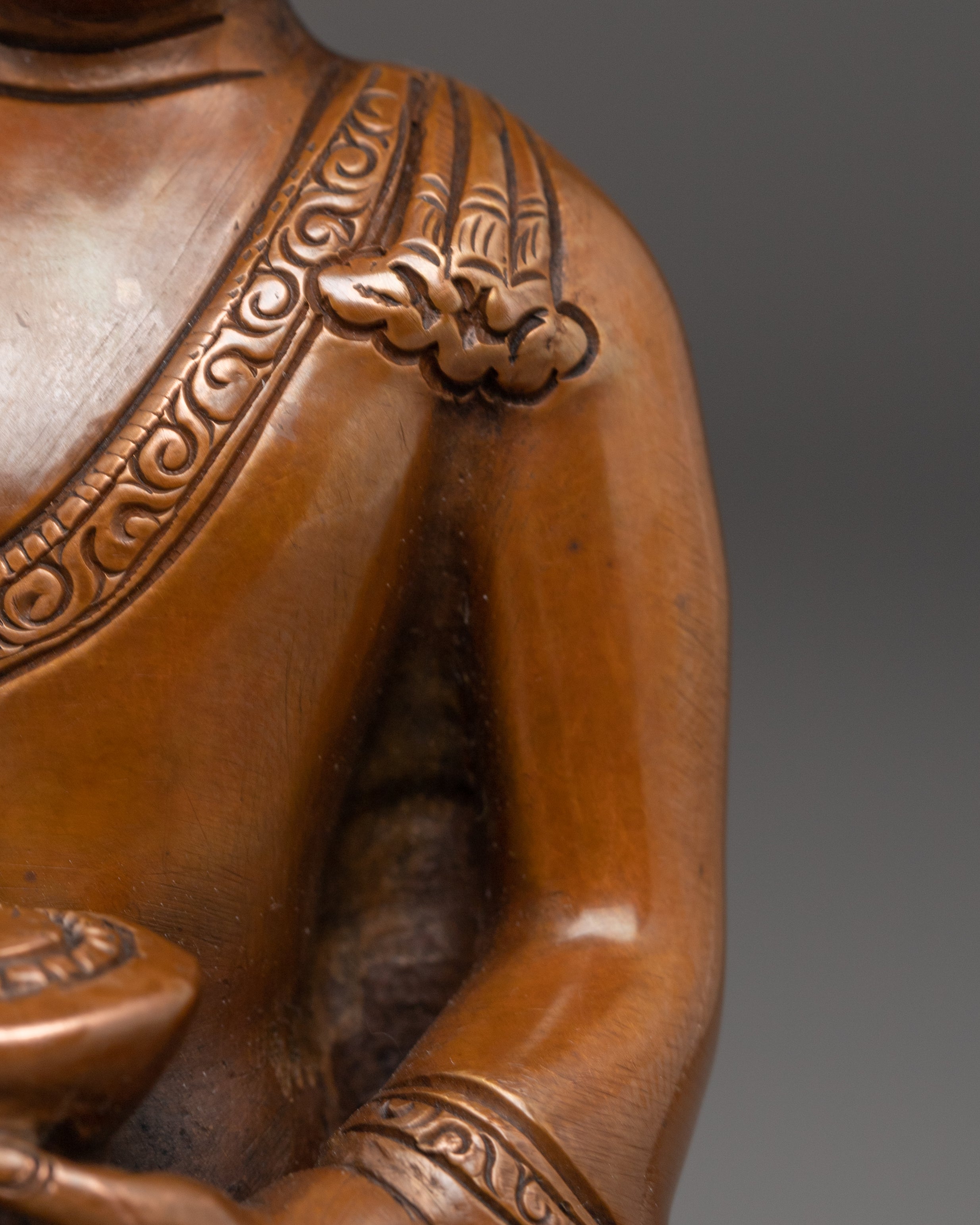 Handcrafted Oxidized Copper Statue of Wisdom Icon Shakyamuni Buddha