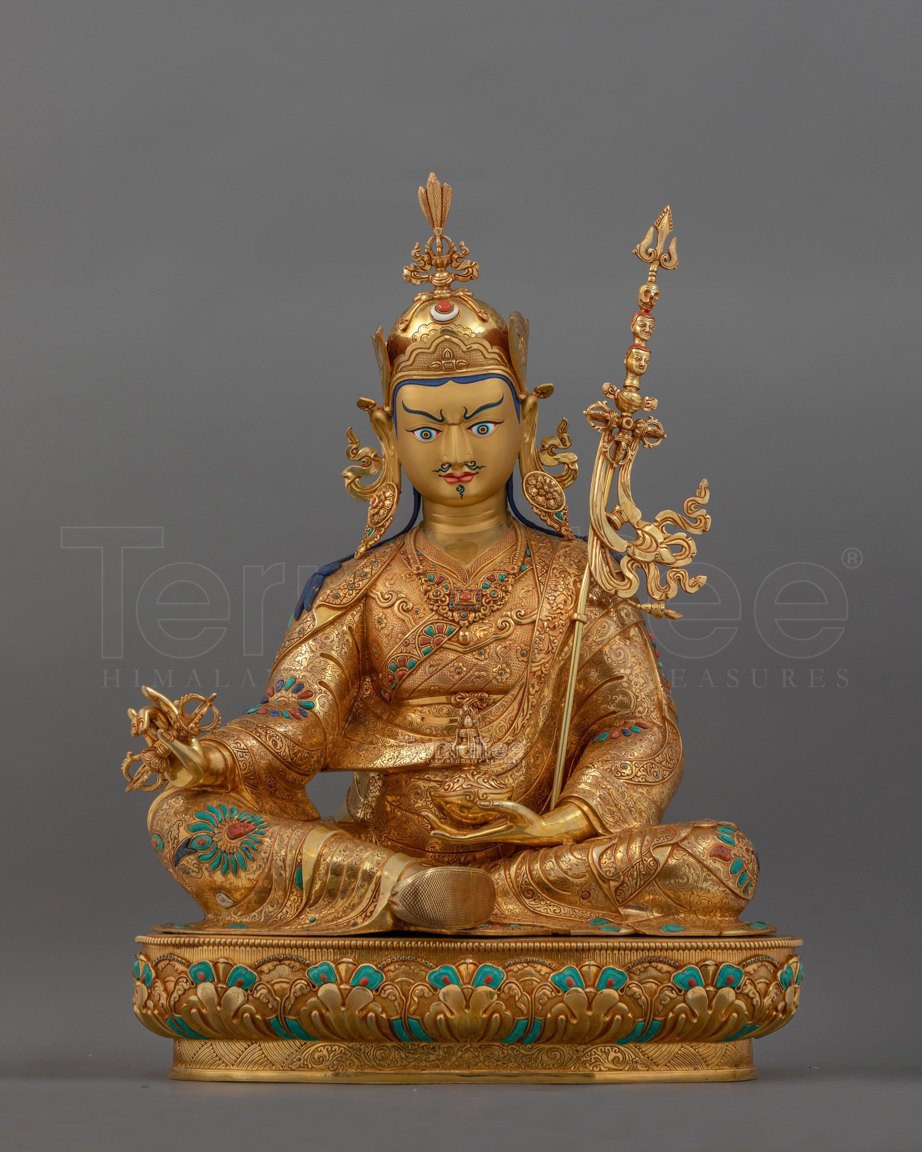 Semi-Wrathful Guru Rinpoche Art | Majestic Buddhist Deity Statue