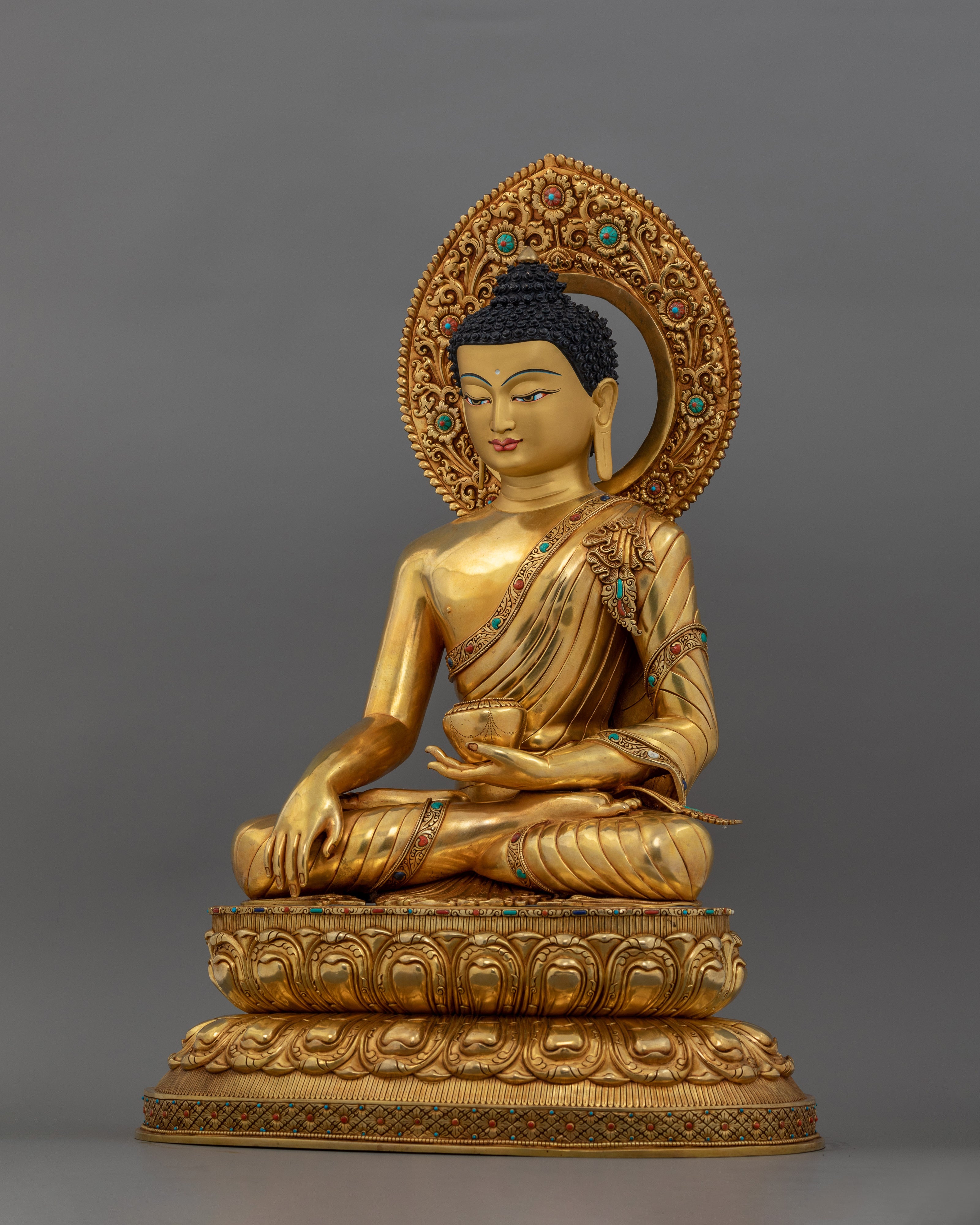 Meditational Shakyamuni Buddha | 24K Gold Gilded Sculpture
