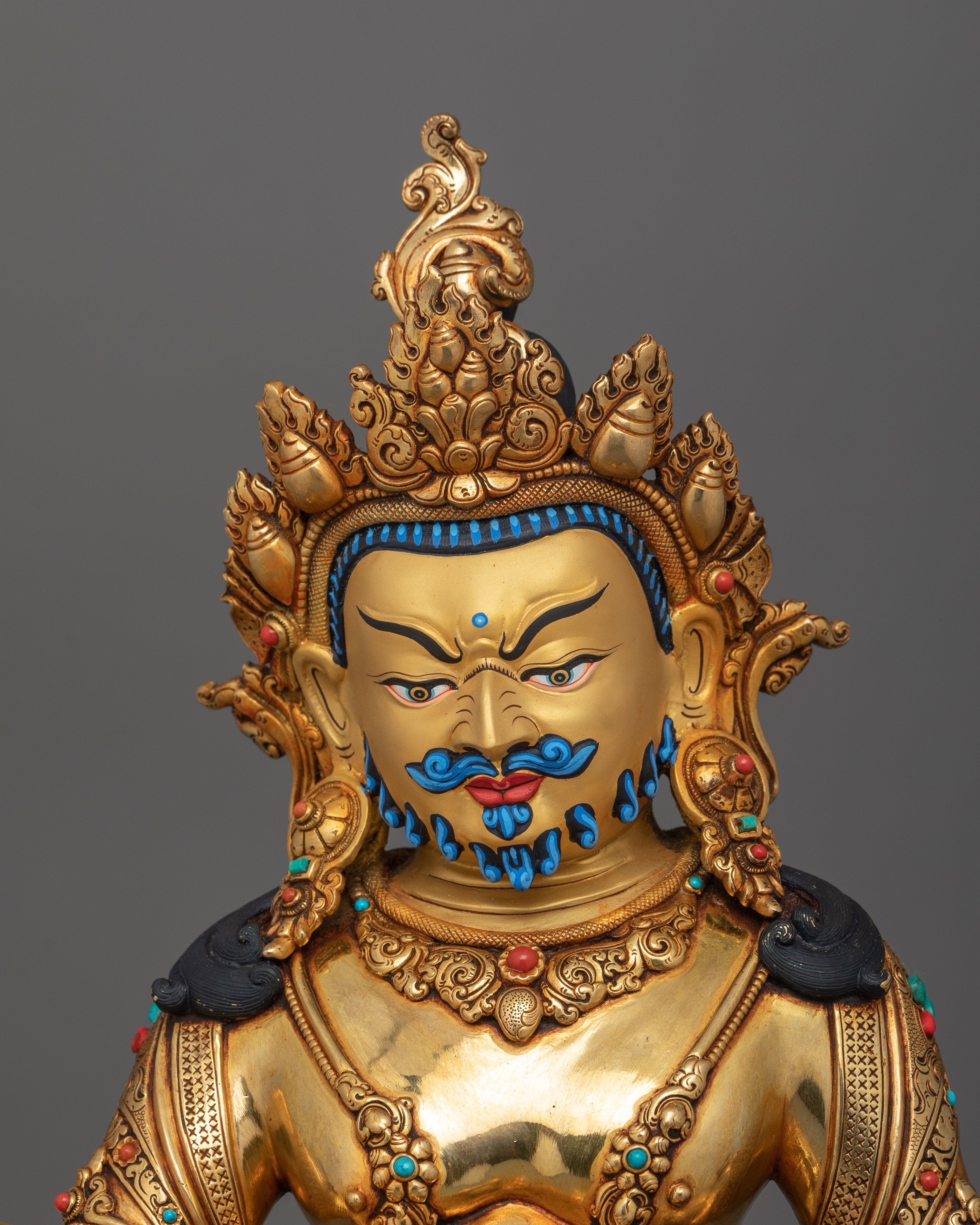 24K Gold Gilded Wrathful Yellow Dzambhala | The Wealth Deity of Abundance