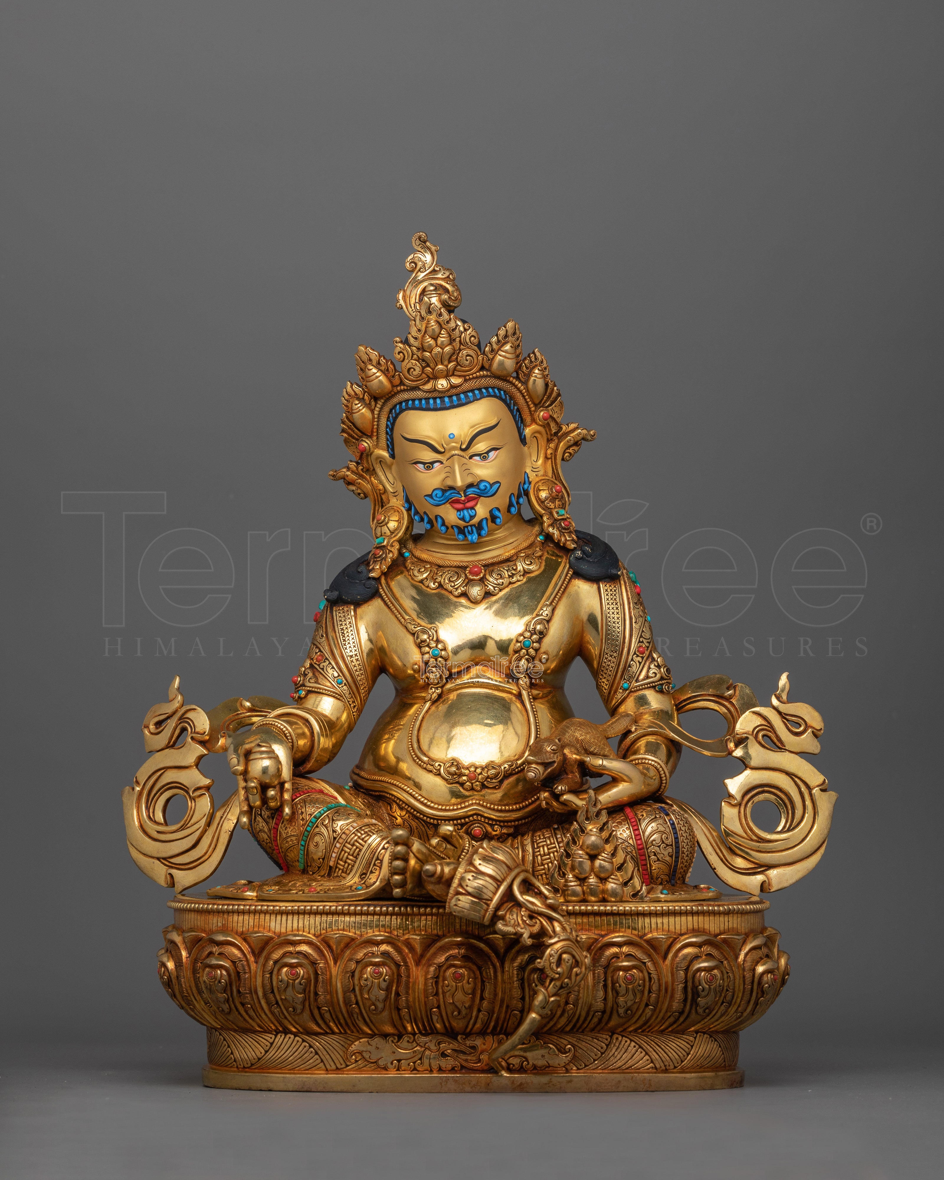 24K Gold Gilded Wrathful Yellow Dzambhala | The Wealth Deity of Abundance
