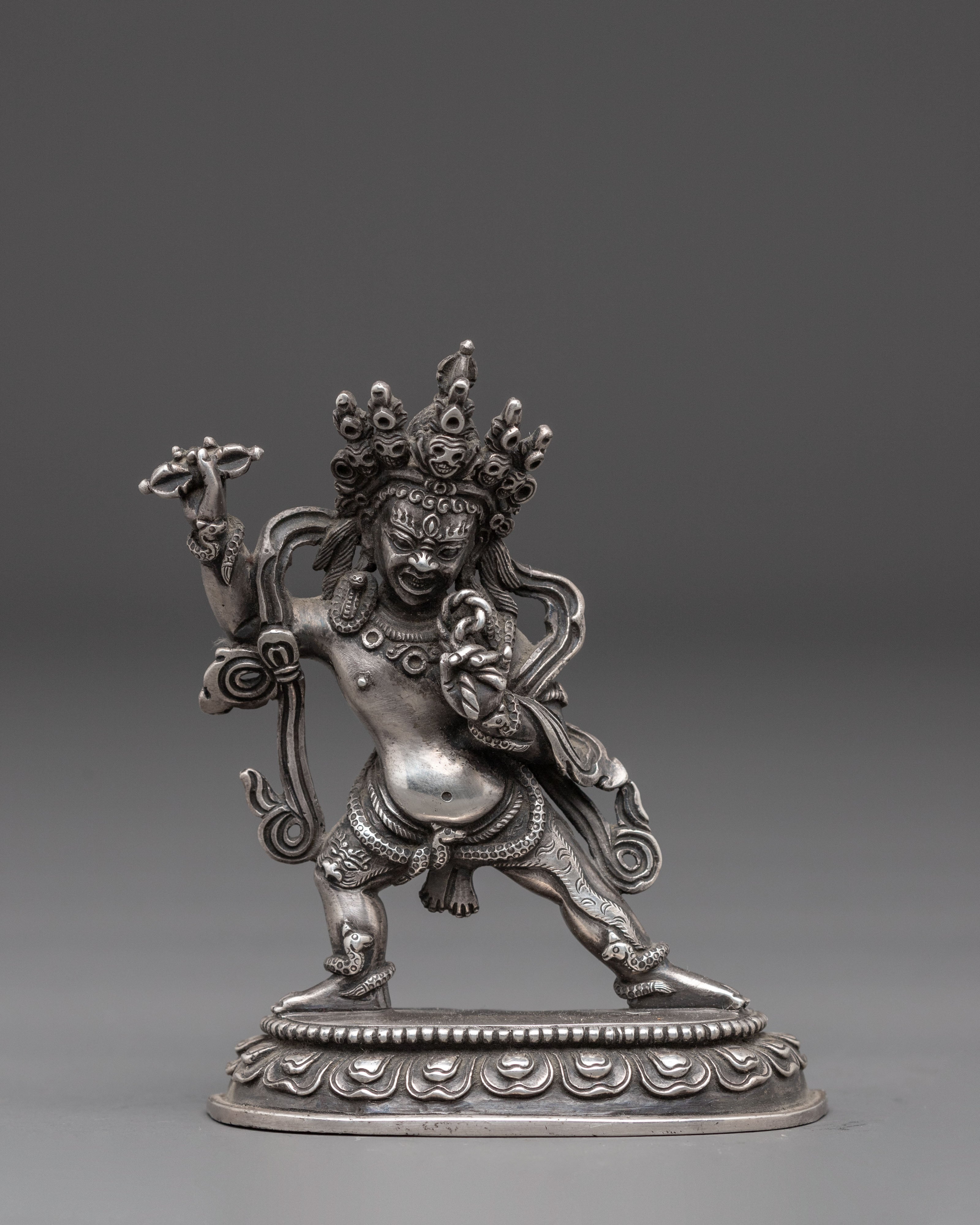 Silver Statue of Vajrapani | Powerful Guardian Deity
