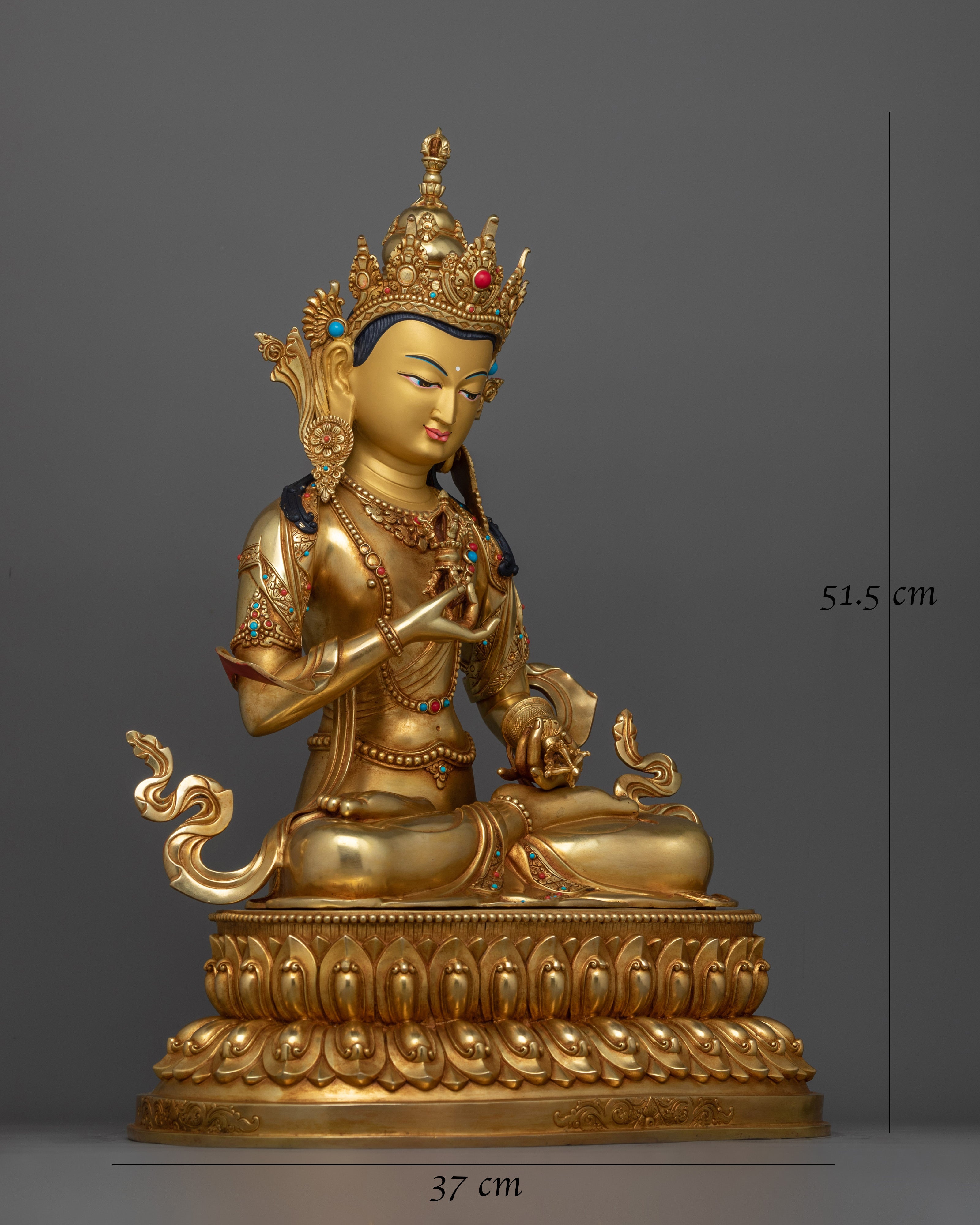 24k Gold Gilded Tranquil Vajrasattva Statue | Purity and Compassion Deity
