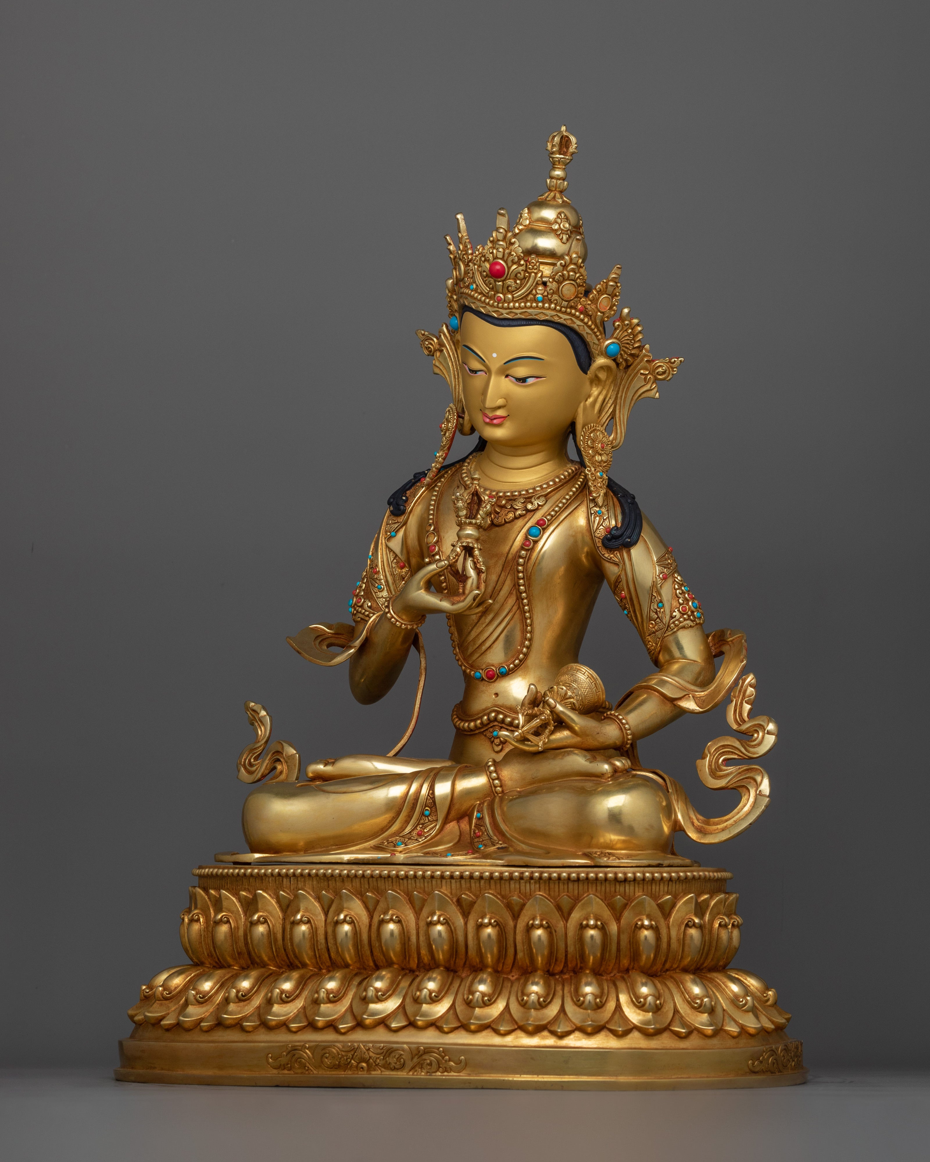 24k Gold Gilded Tranquil Vajrasattva Statue | Purity and Compassion Deity