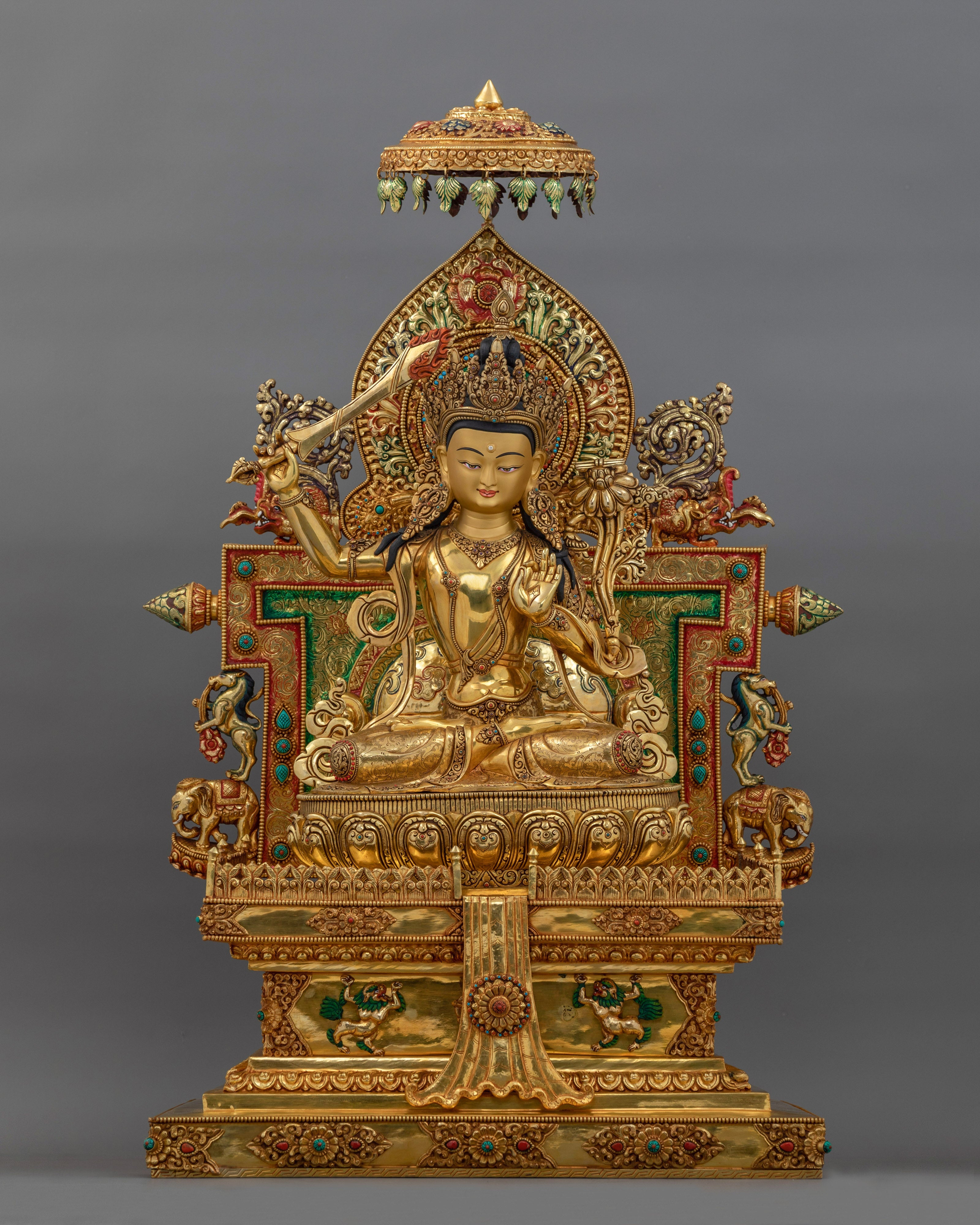 Majestic Manjushri for Dharma Sculpture | Enlightened Wisdom and Clarity Art