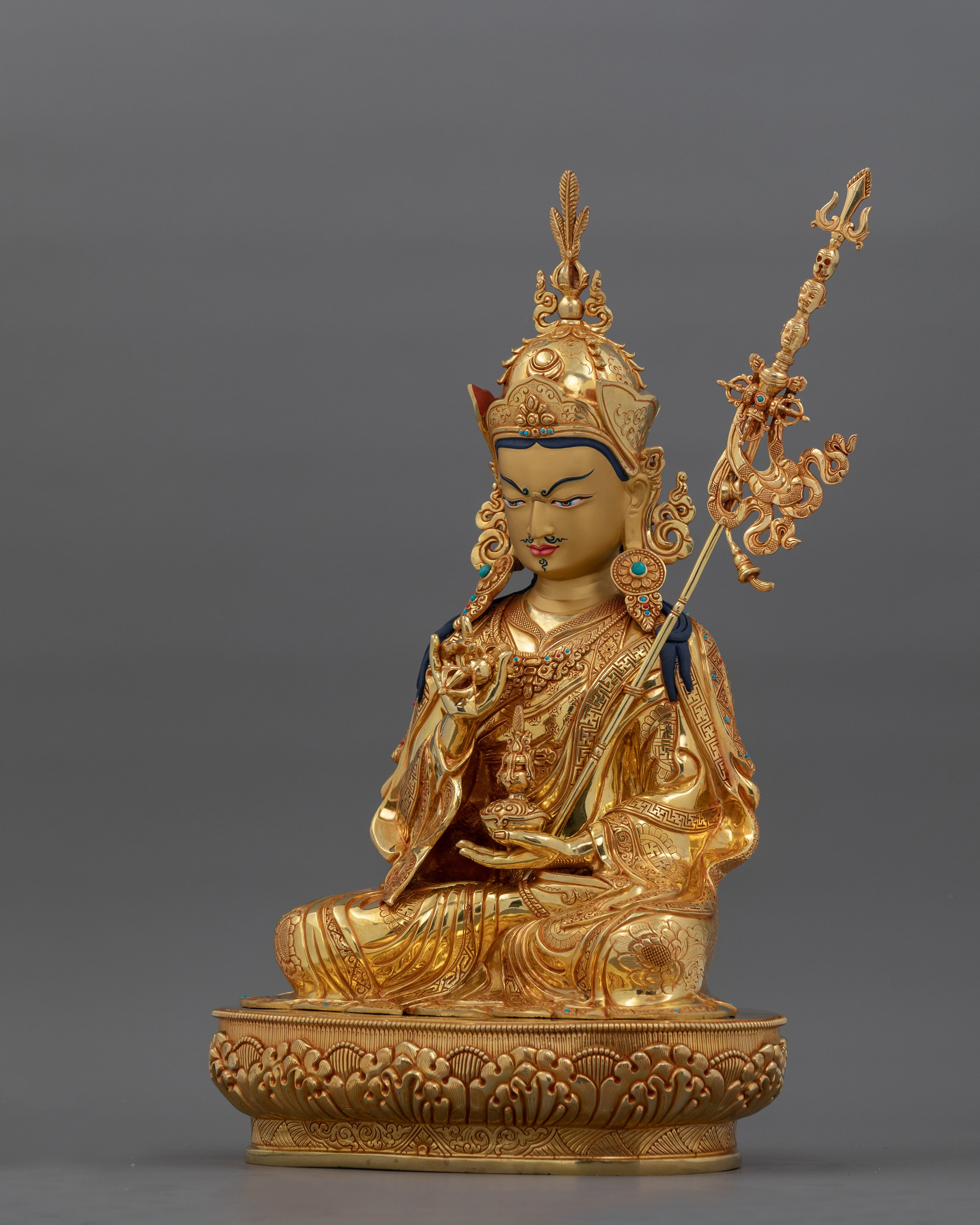 Hand-Carved Semi-Wrathful Guru Tsokye Dorje Statue | Enlightened Guru