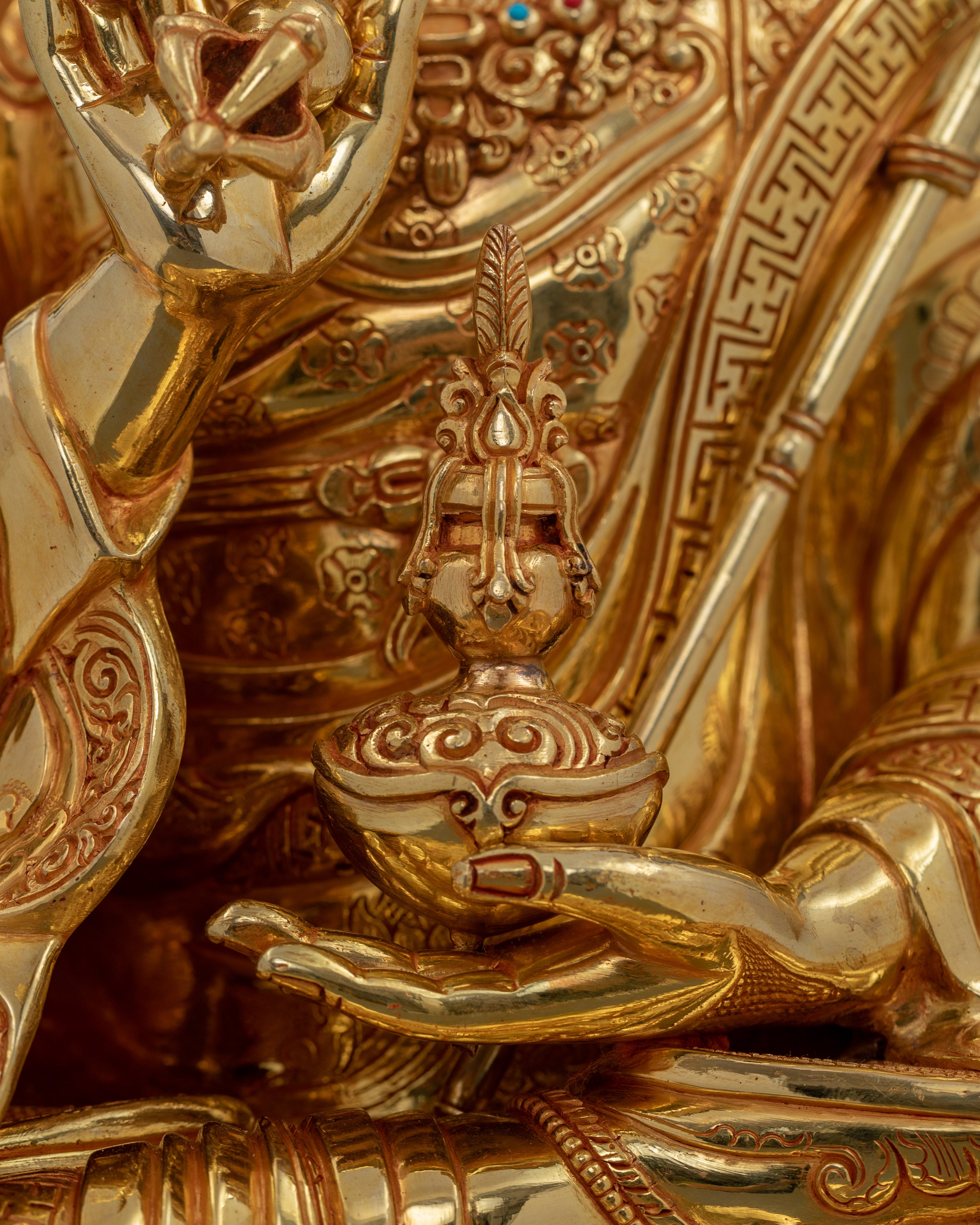 Hand-Carved Semi-Wrathful Guru Tsokye Dorje Statue | Enlightened Guru